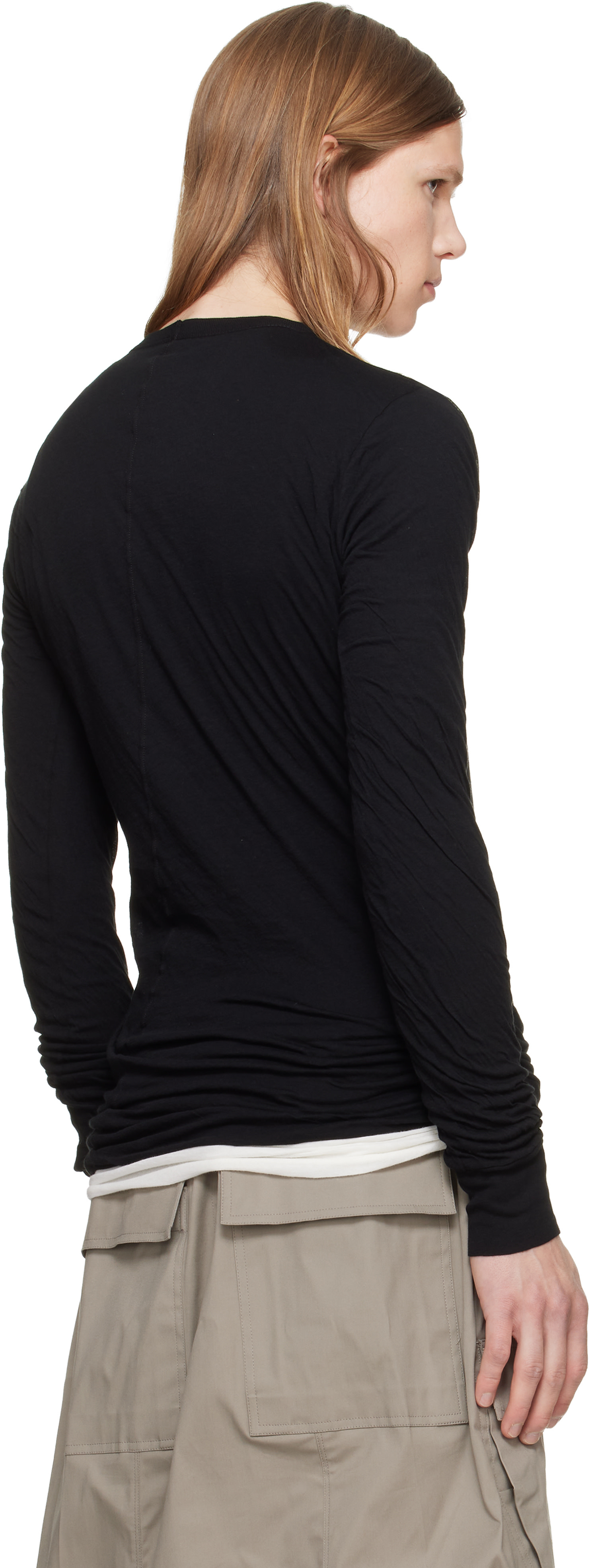 Rick Owens: Black Tower Double LS T-shirt | SSENSE Canada