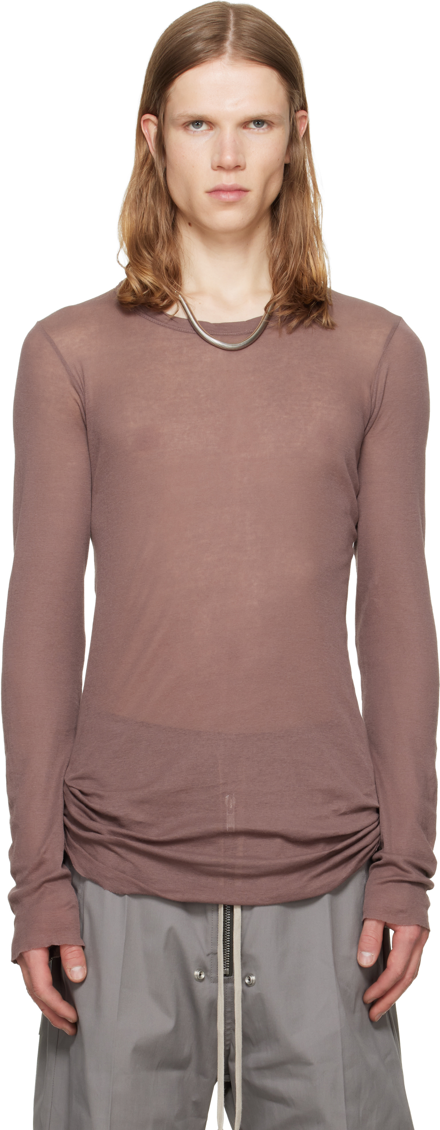 Rick Owens: パープル Tower Rib LS Tシャツ | SSENSE 日本