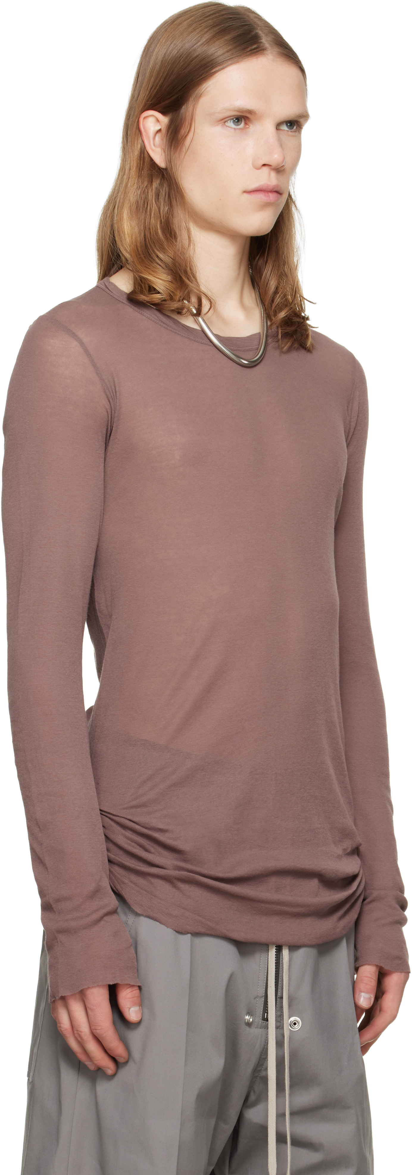 Rick Owens: パープル Tower Rib LS Tシャツ | SSENSE 日本