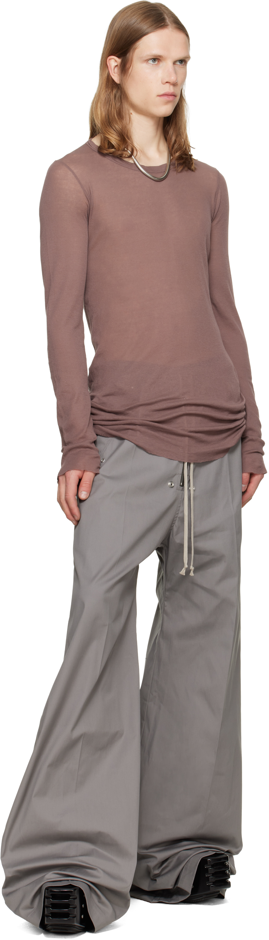 Rick Owens: Purple Tower Rib LS T-shirt | SSENSE