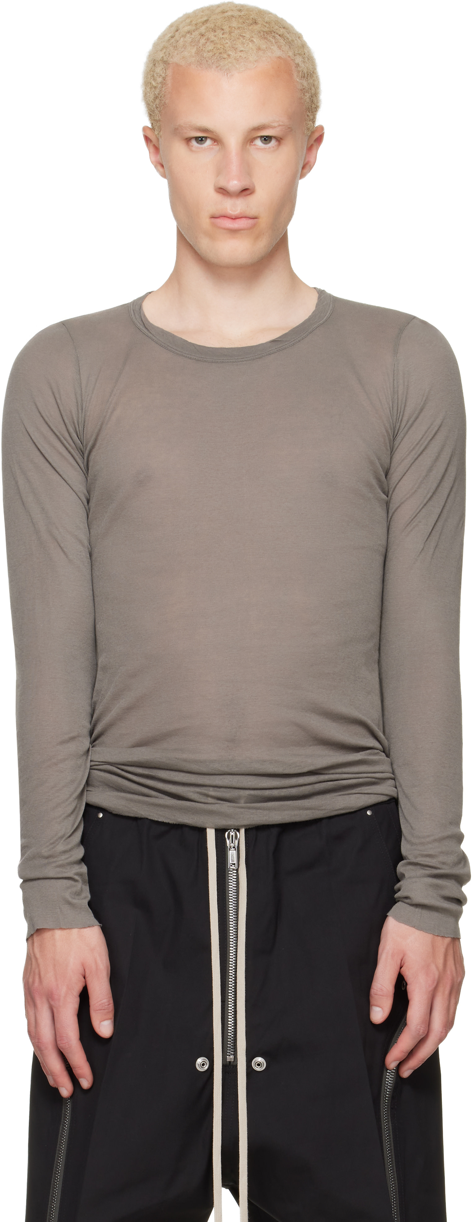 Rick Owens: グレー Tower Rib LS Tシャツ | SSENSE 日本