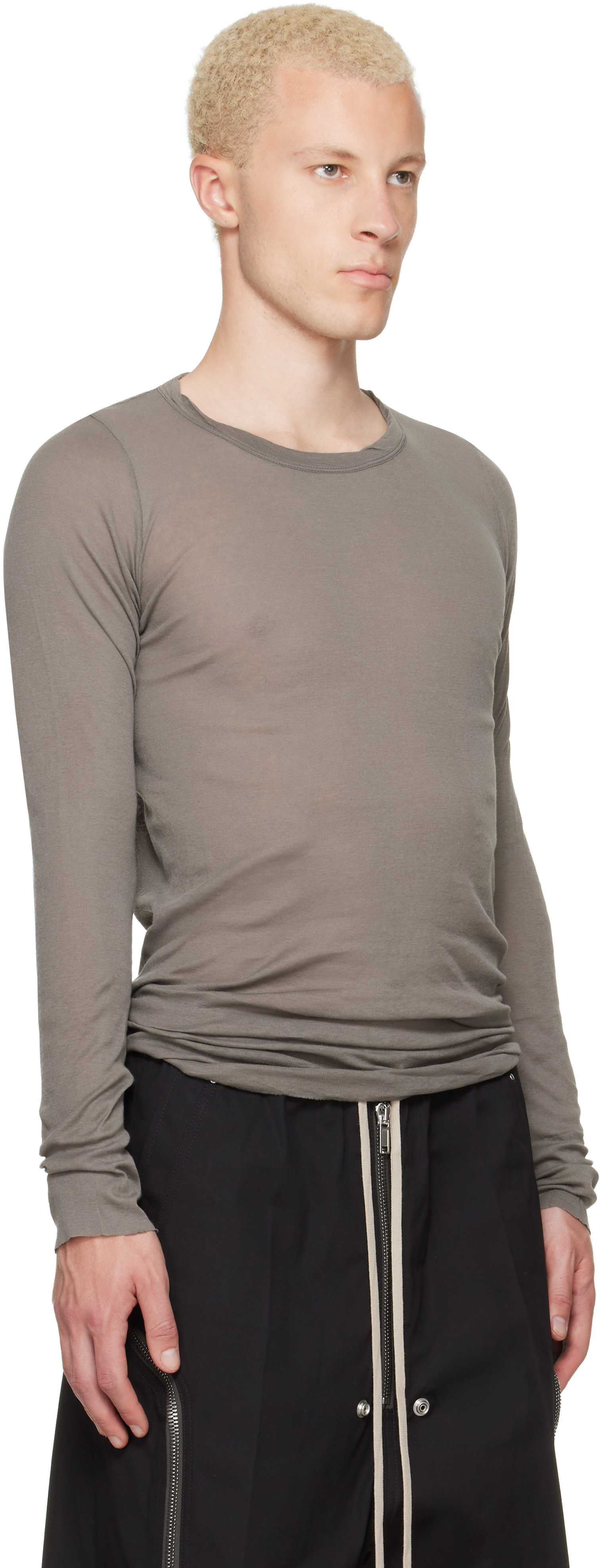 Rick Owens: グレー Tower Rib LS Tシャツ | SSENSE 日本