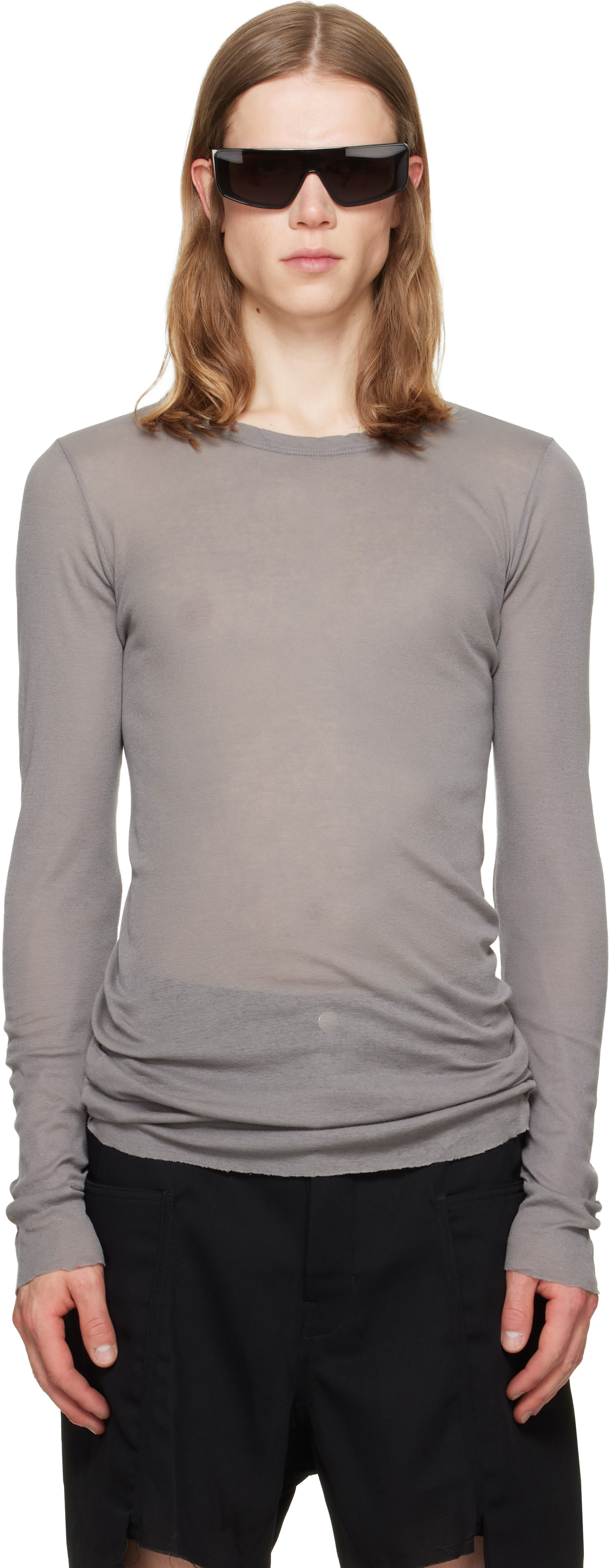 Rick Owens: グレー Tower Rib LS Tシャツ | SSENSE 日本