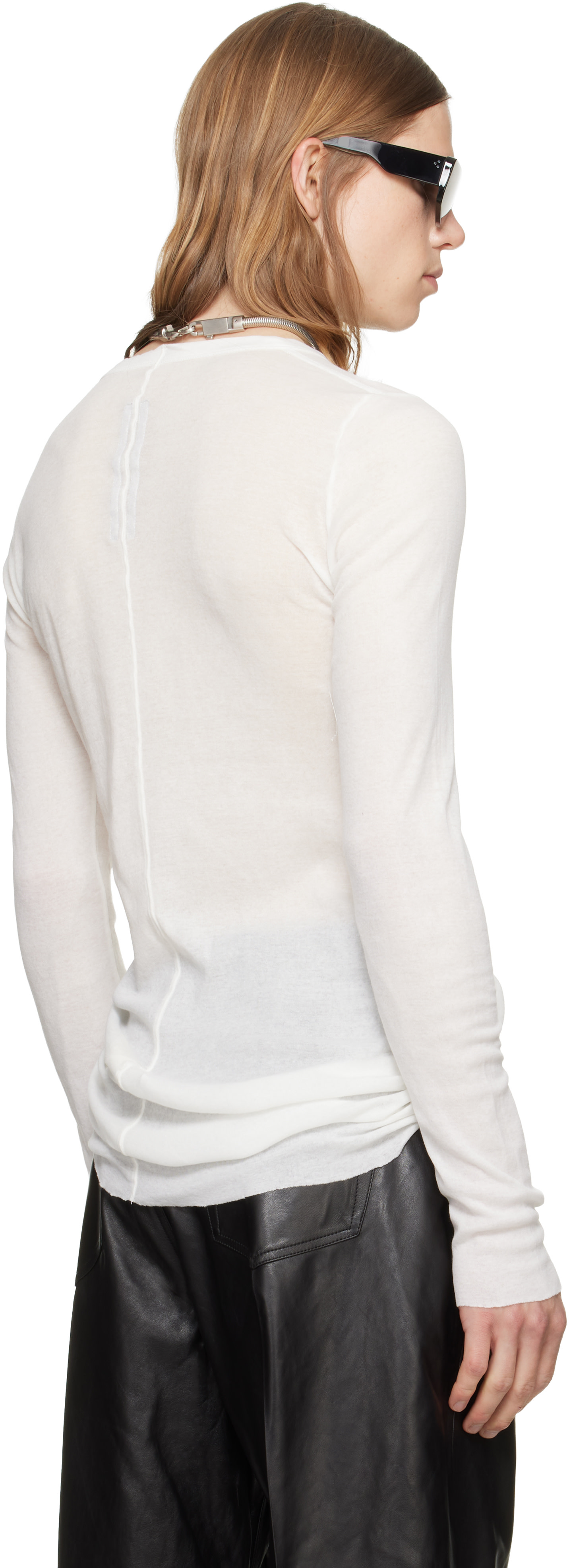Rick Owens - 오프 화이트 타워 골지 LS 티셔츠