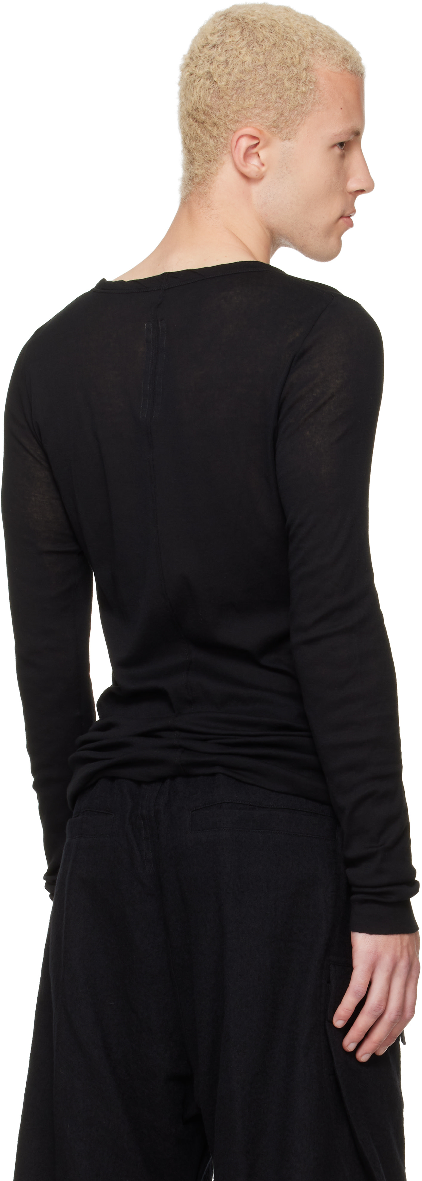 Rick Owens: Black Tower Rib LS T-shirt | SSENSE