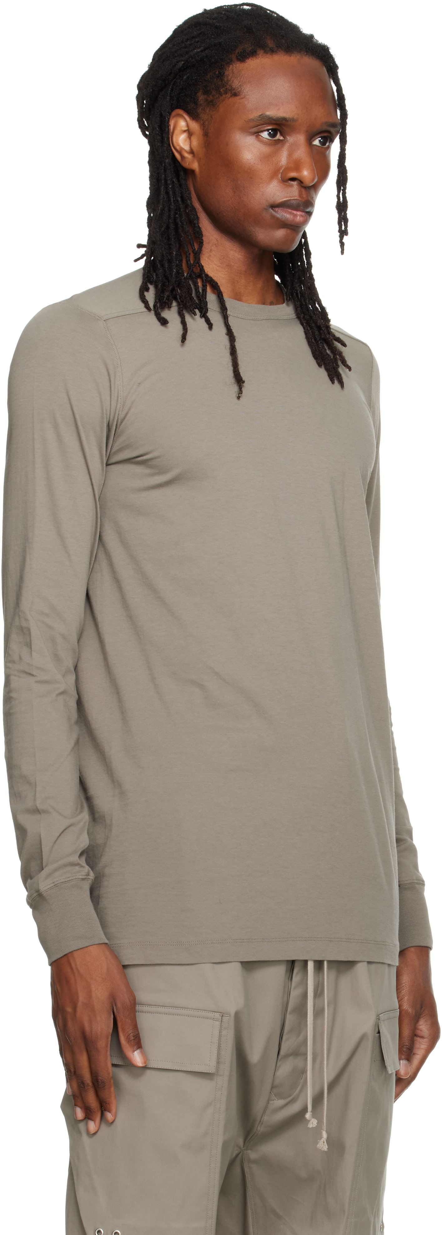 Rick Owens: Taupe Tower Level LS T-shirt | SSENSE