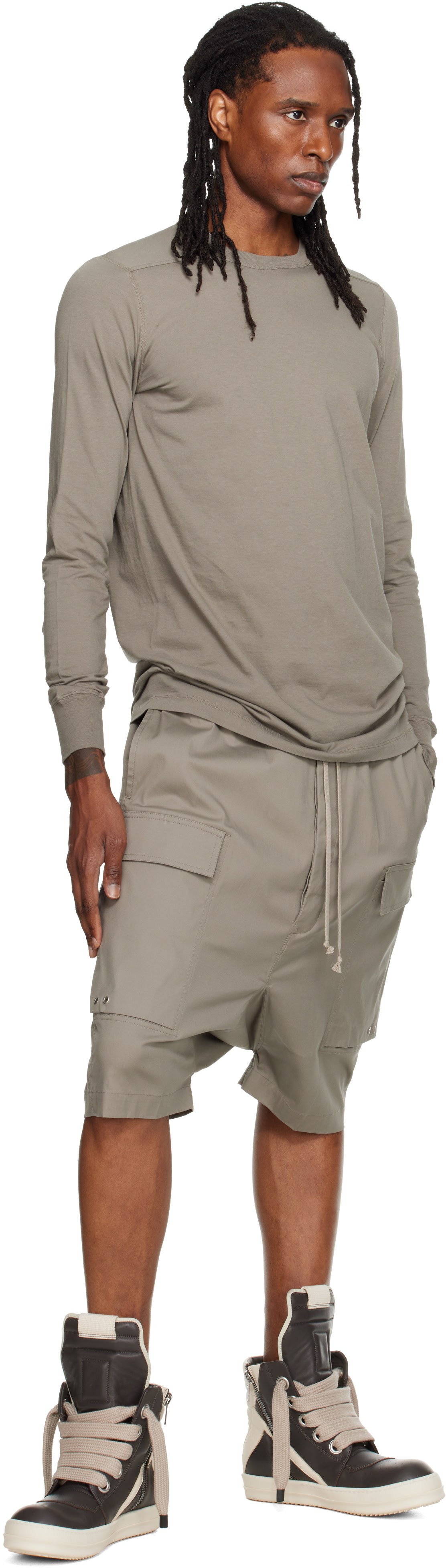 Rick Owens: Taupe Tower Level LS T-shirt | SSENSE