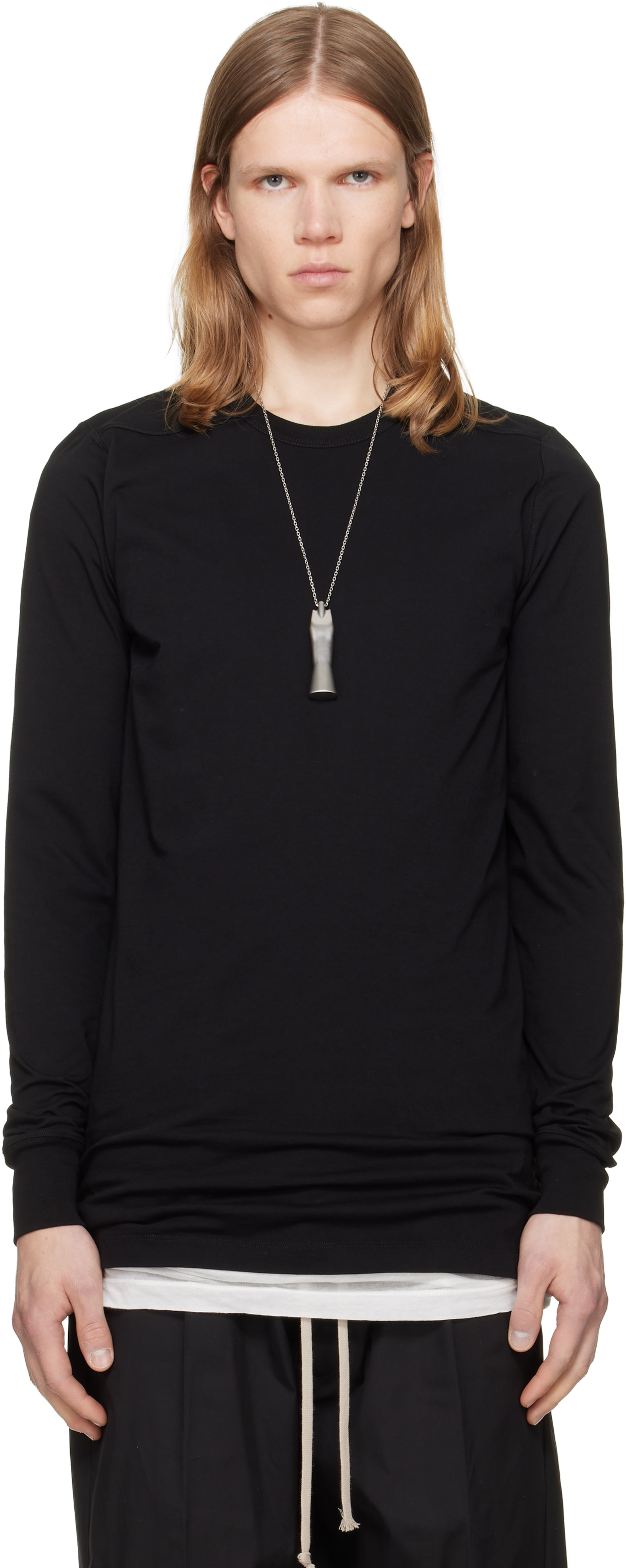 Rick Owens - 블랙 타워 레벨 LS 티셔츠