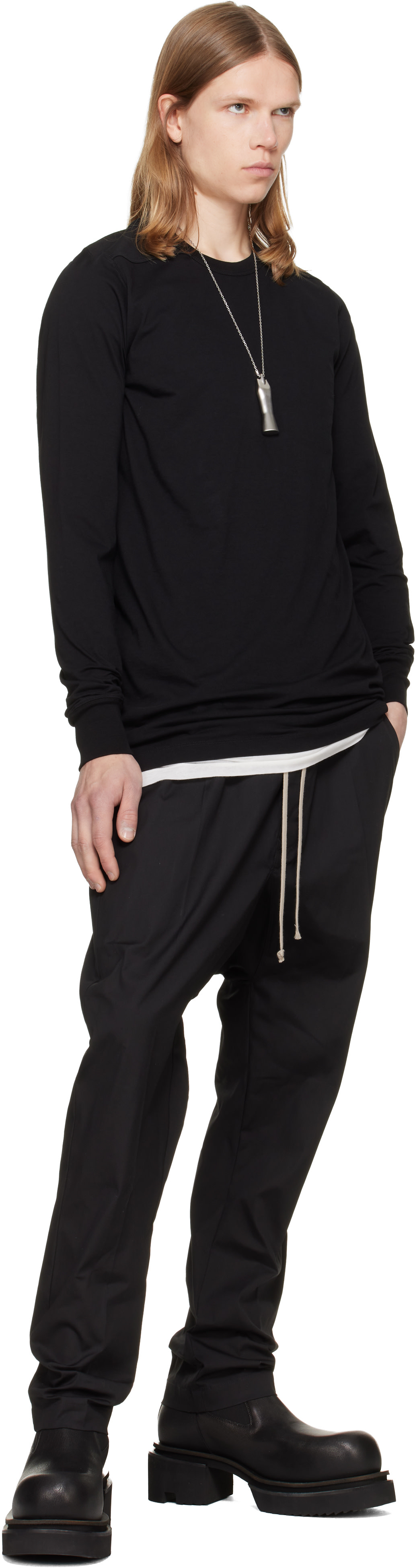 Rick Owens - 블랙 타워 레벨 LS 티셔츠