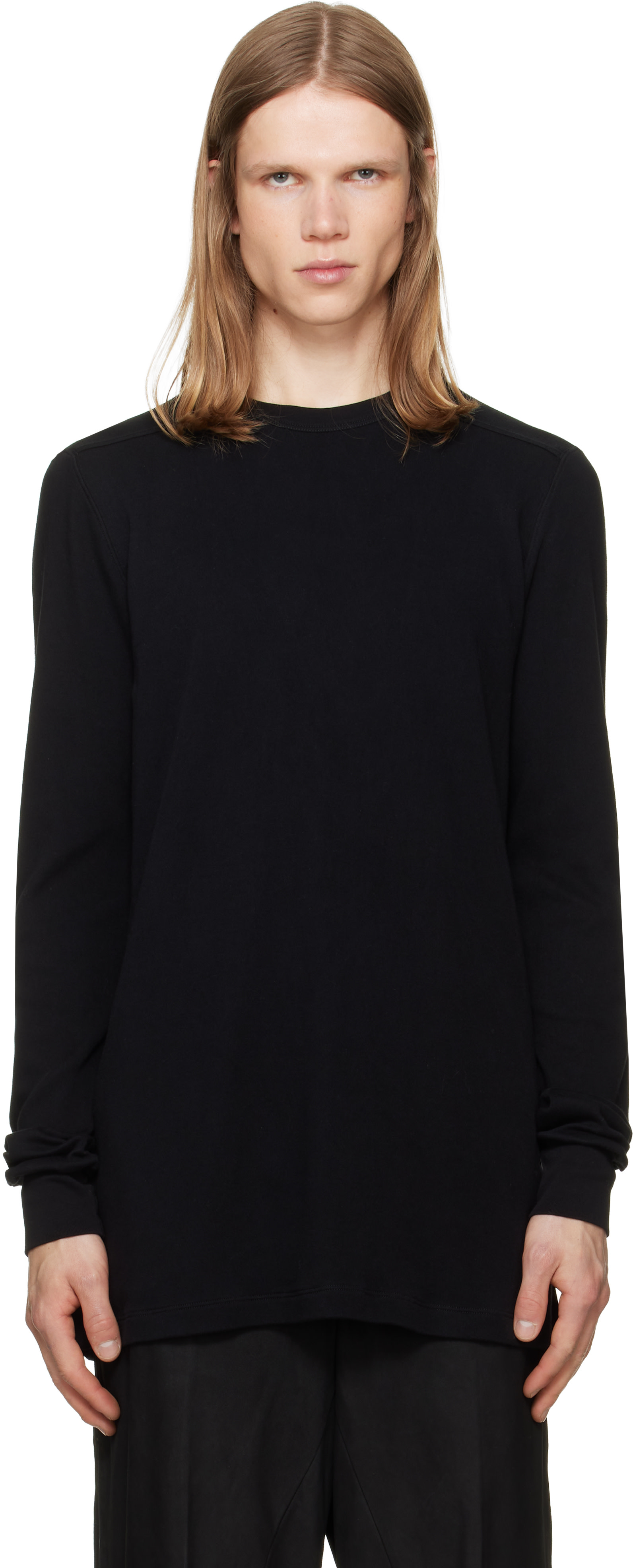 トップス 25SS Rick Owens  LS T BLACK UNI Rick Owens: Black Tower Level LS T-shirt | SSENSE