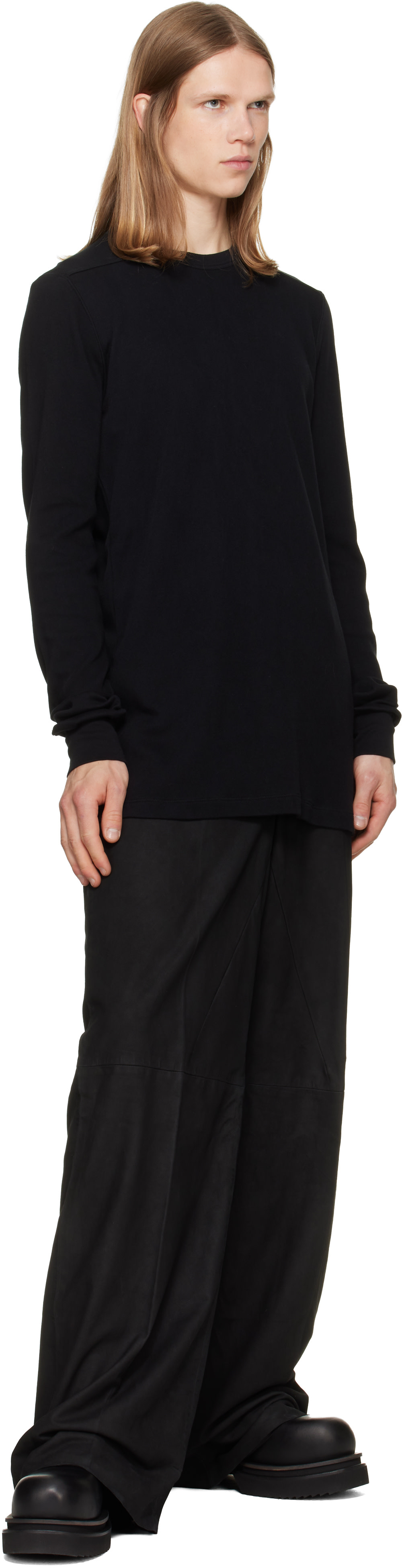 Rick Owens: Black Tower Level LS T-shirt | SSENSE Canada