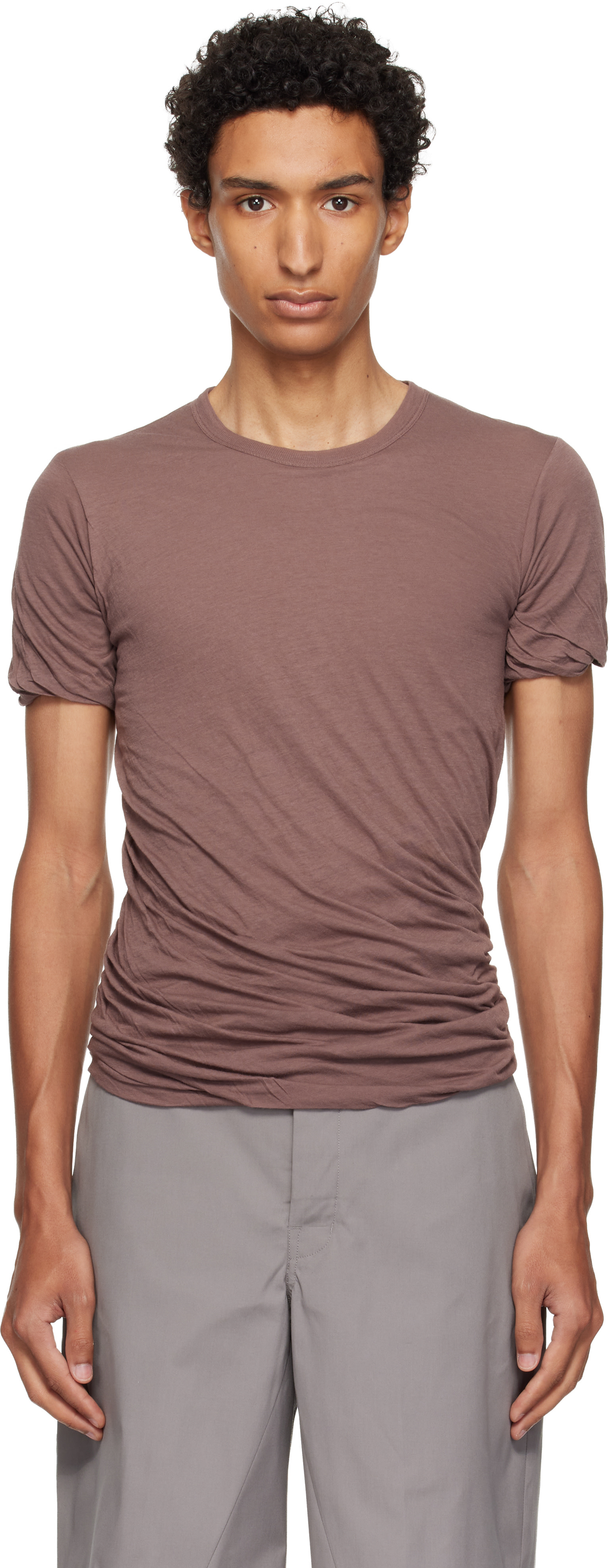 Rick Owens: Purple Tower Double S/S T-shirt | SSENSE