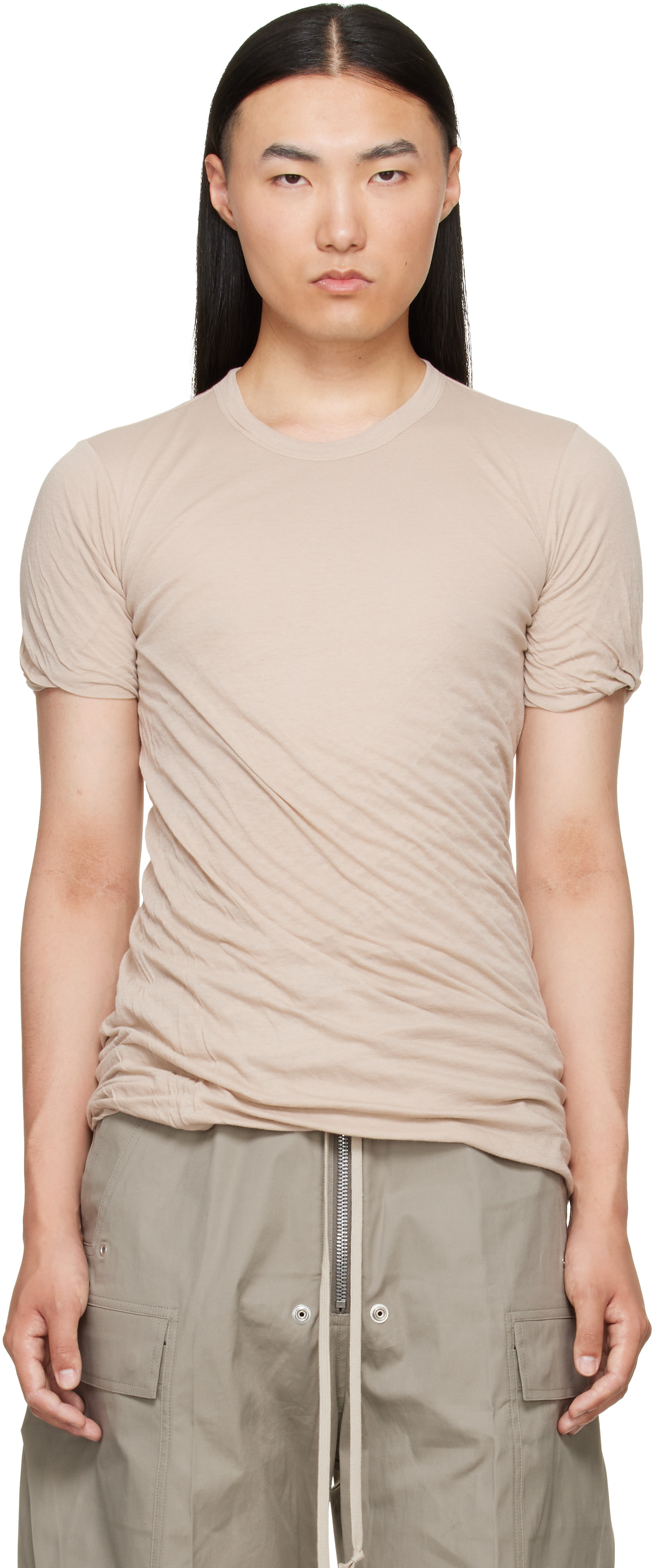 Rick Owens: Taupe Tower Double S/S T-shirt | SSENSE