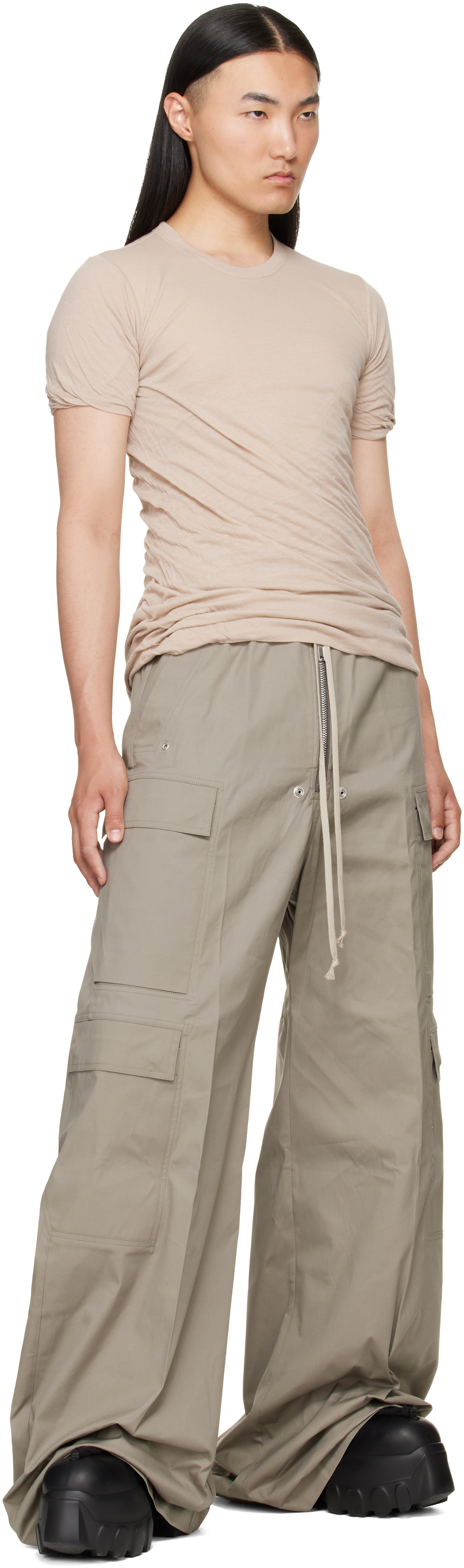 Rick Owens: Taupe Tower Double S/S T-shirt | SSENSE
