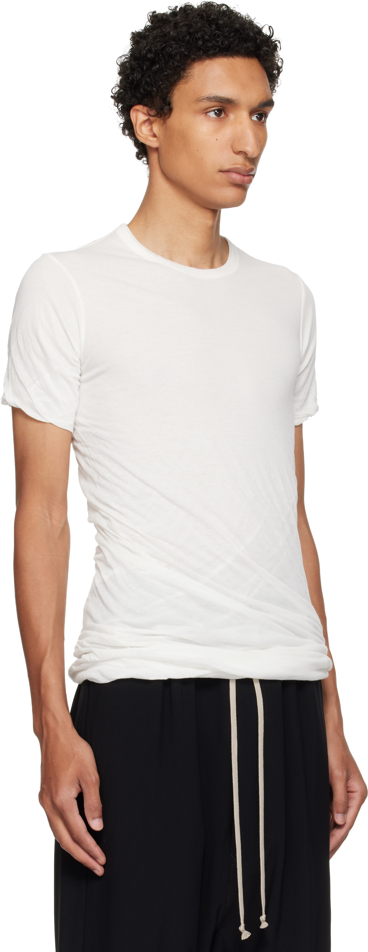 Rick Owens: オフホワイト Tower Double 半袖Tシャツ | SSENSE 日本