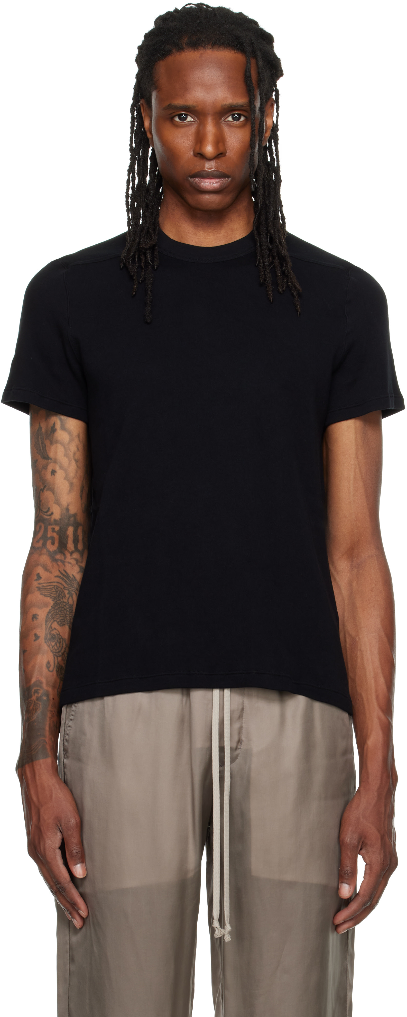 Rick Owens: Black Tower Short Level T-shirt | SSENSE