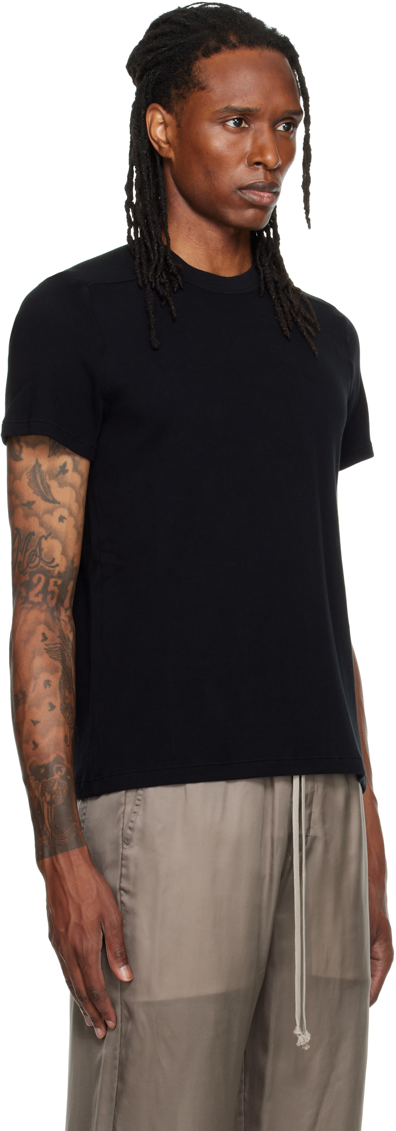 Rick Owens: Black Tower Short Level T-shirt | SSENSE