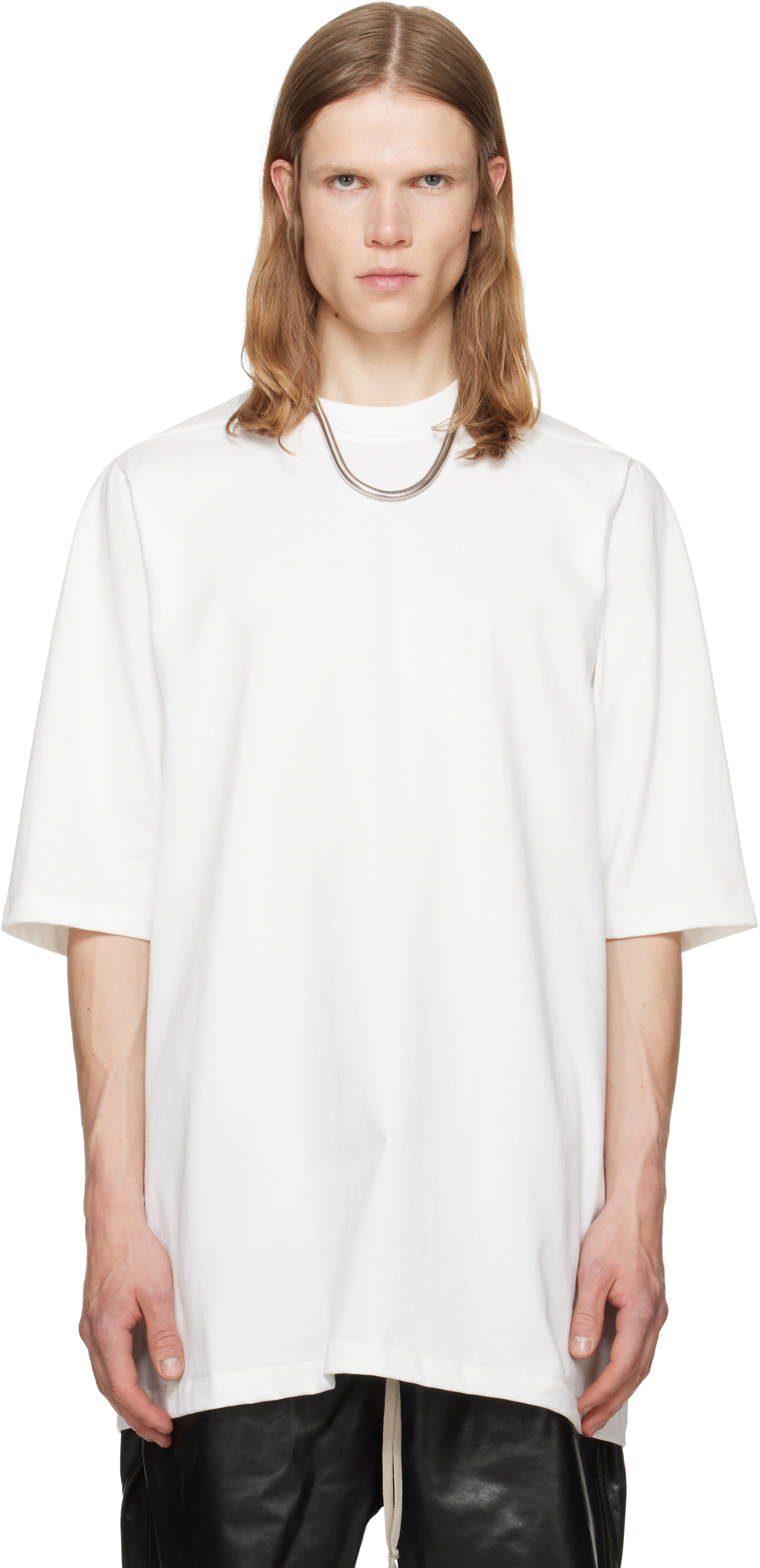 Rick Owens: オフホワイト Jumbo S/S Tシャツ | SSENSE 日本