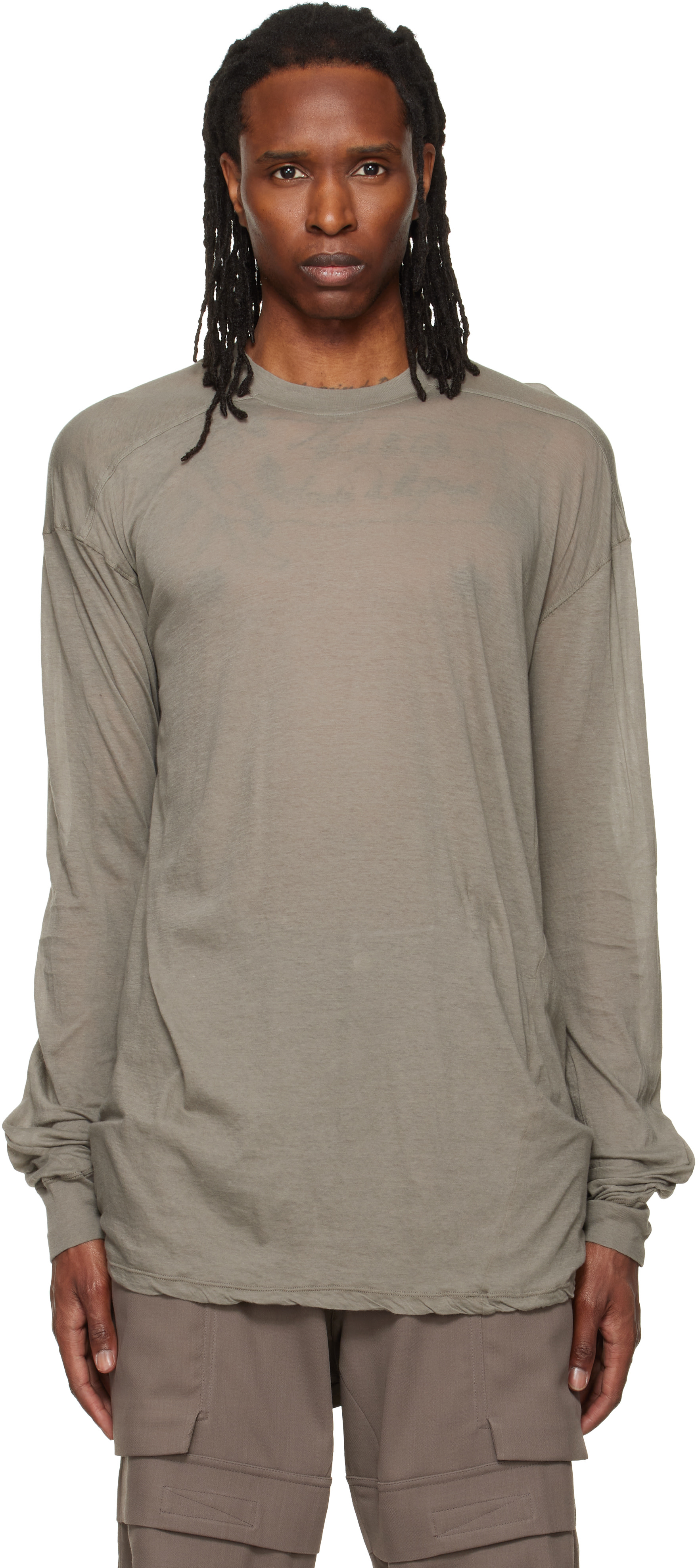 Rick Owens: グレー Tower Rick S Jumbo L/S Tシャツ | SSENSE 日本