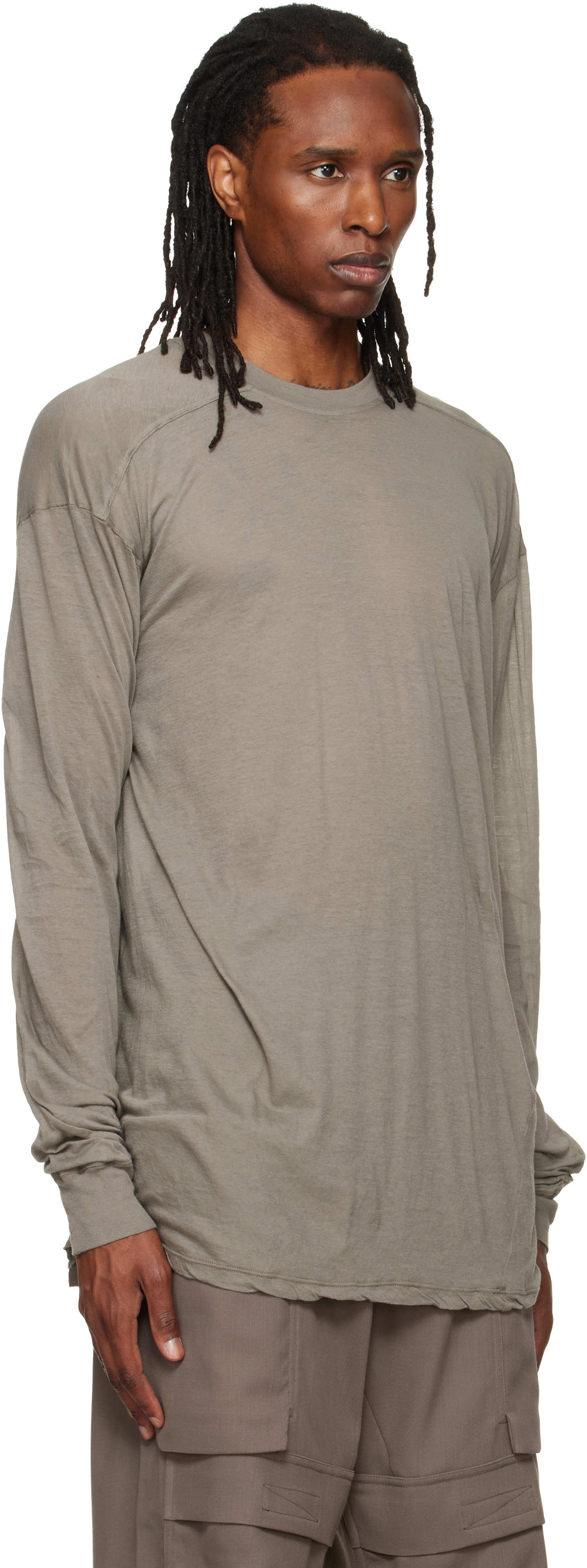 Rick Owens: グレー Tower Rick S Jumbo L/S Tシャツ | SSENSE 日本