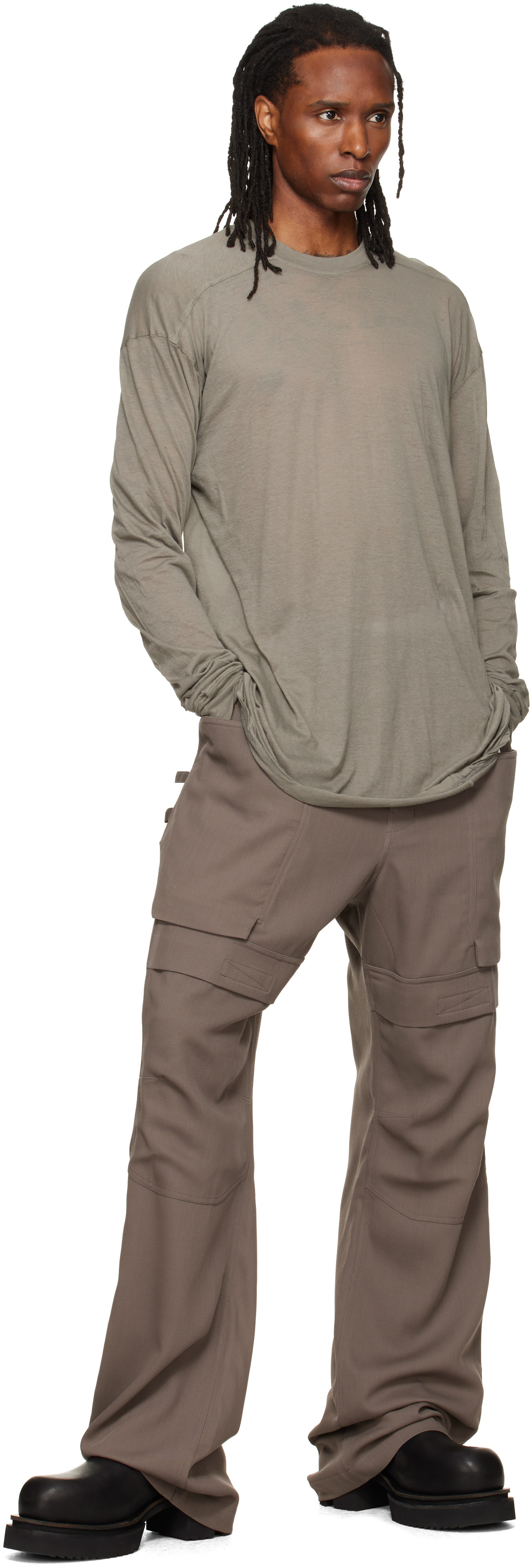 Rick Owens: グレー Tower Rick S Jumbo L/S Tシャツ | SSENSE 日本