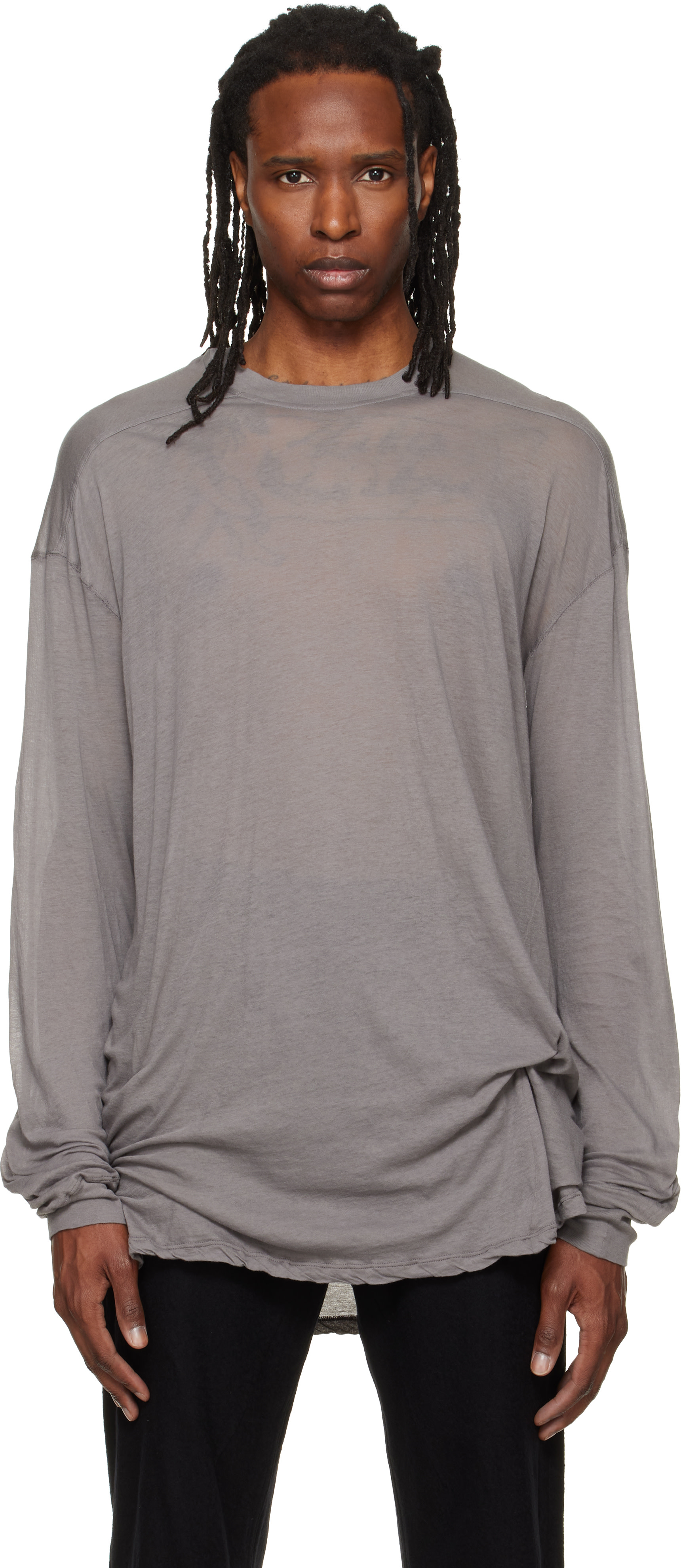 Rick Owens: Gray Tower Rick S Jumbo L/S T-shirt | SSENSE