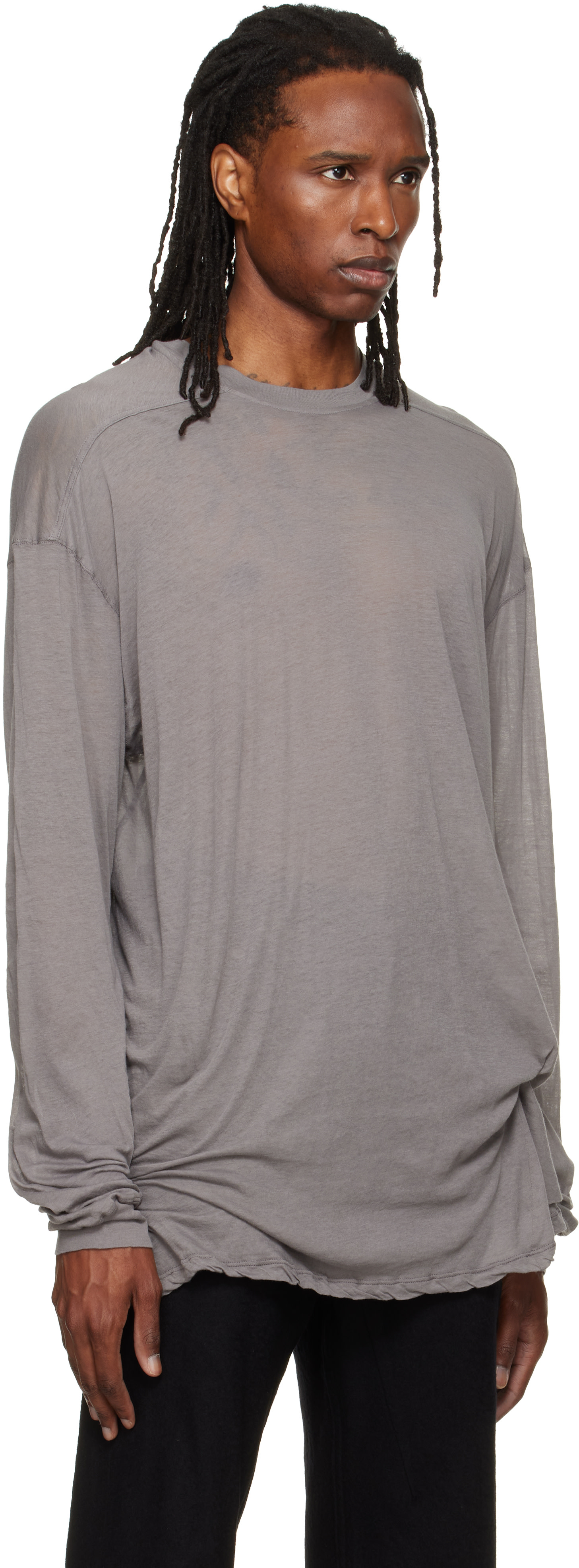 Rick Owens: グレー Tower Rick S Jumbo L/S Tシャツ | SSENSE 日本