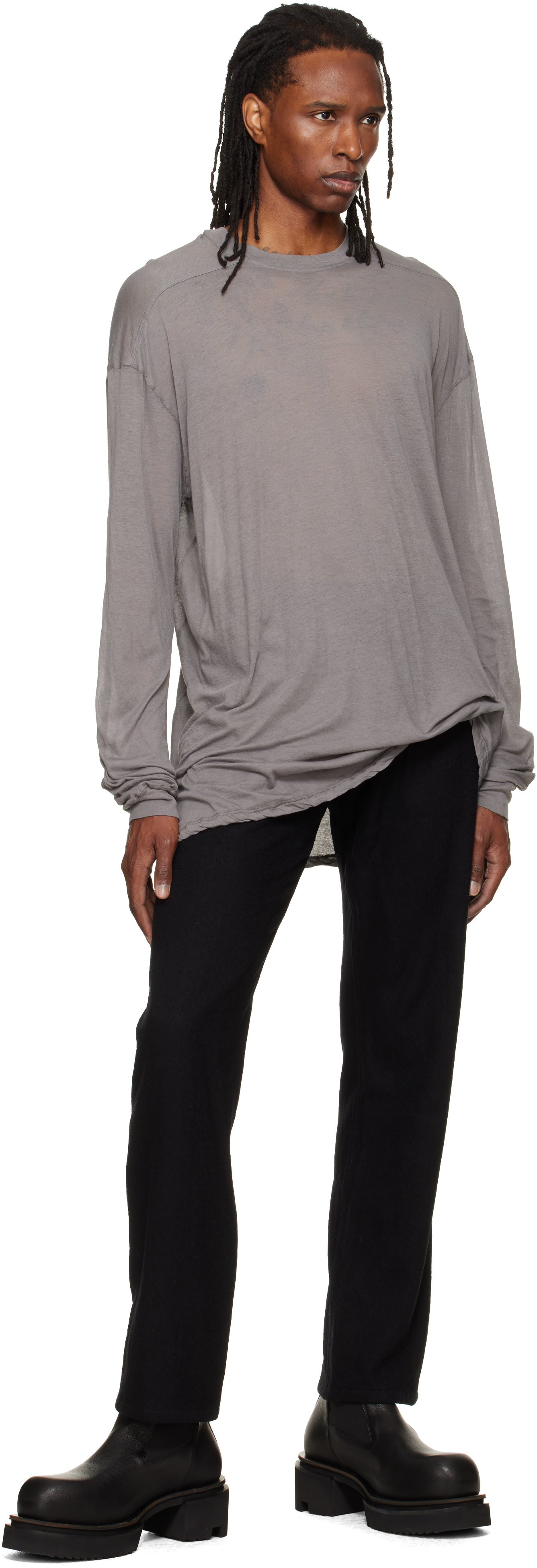 Rick Owens: グレー Tower Rick S Jumbo L/S Tシャツ | SSENSE 日本