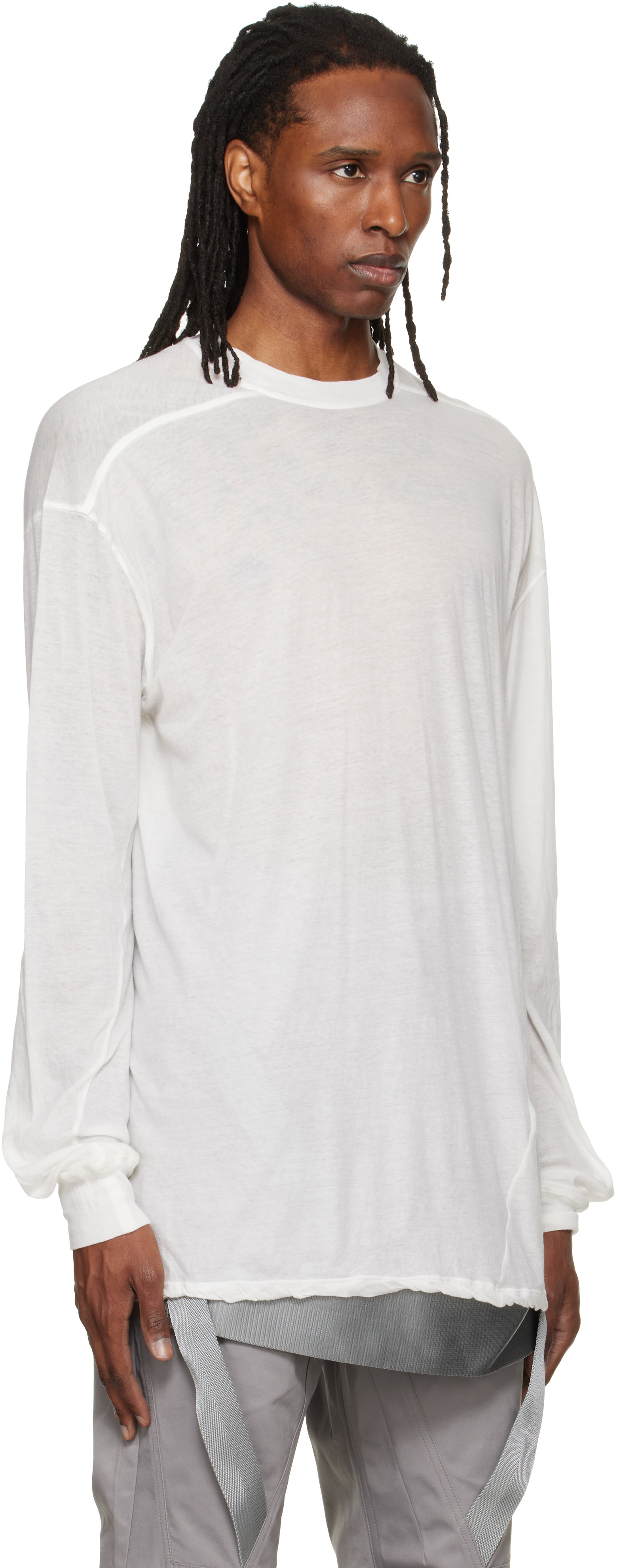 Rick Owens: オフホワイト Tower Rick S Jumbo LS Tシャツ | SSENSE 日本