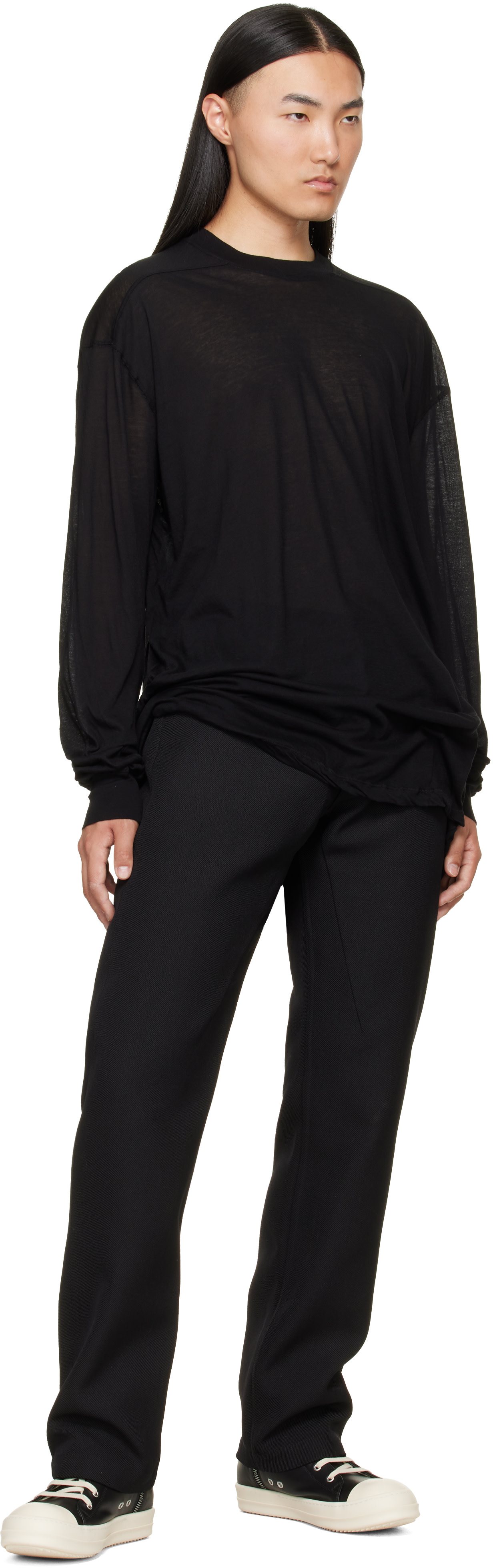 Rick Owens: Black Tower Rick S Jumbo LS T-shirt | SSENSE