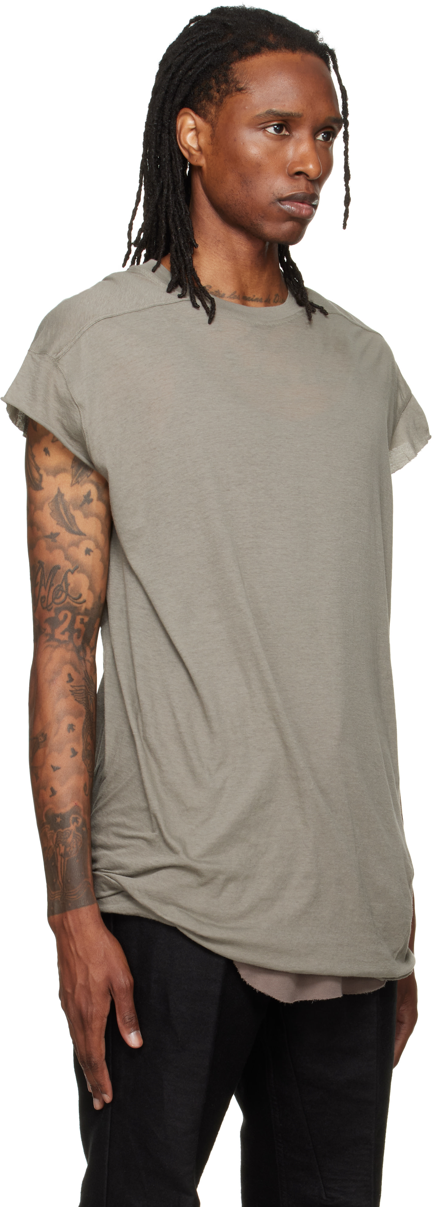 Rick Owens: グレー Tower Rick S Jumbo S/S Tシャツ | SSENSE 日本