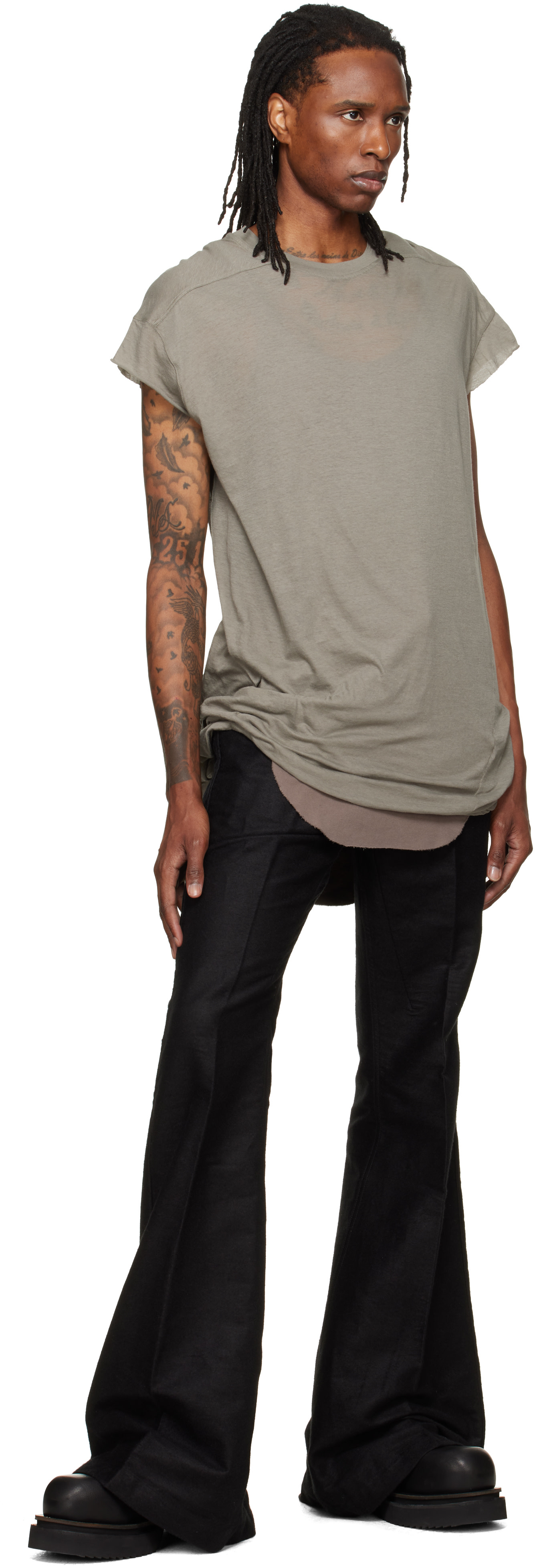 Rick Owens: グレー Tower Rick S Jumbo S/S Tシャツ | SSENSE 日本