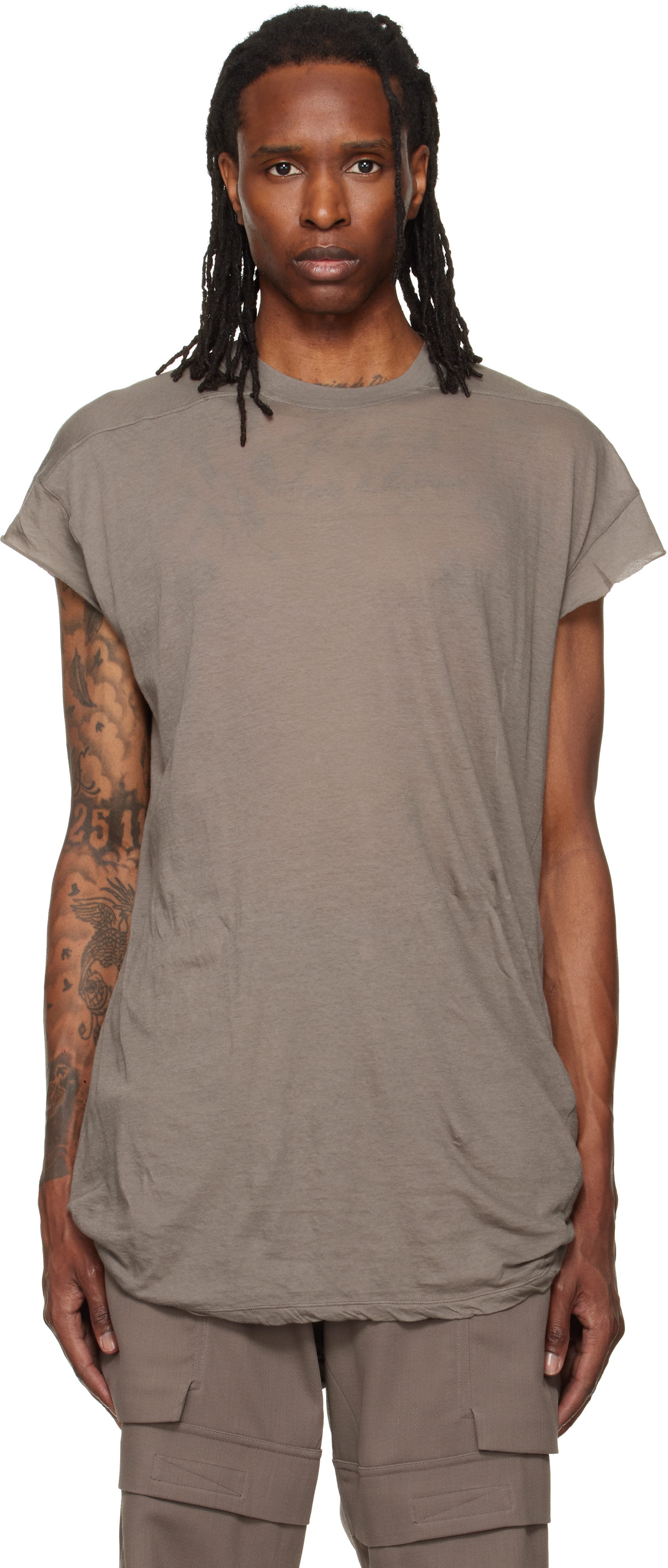 Rick Owens: グレー Tower Rick S Jumbo S/S Tシャツ | SSENSE 日本