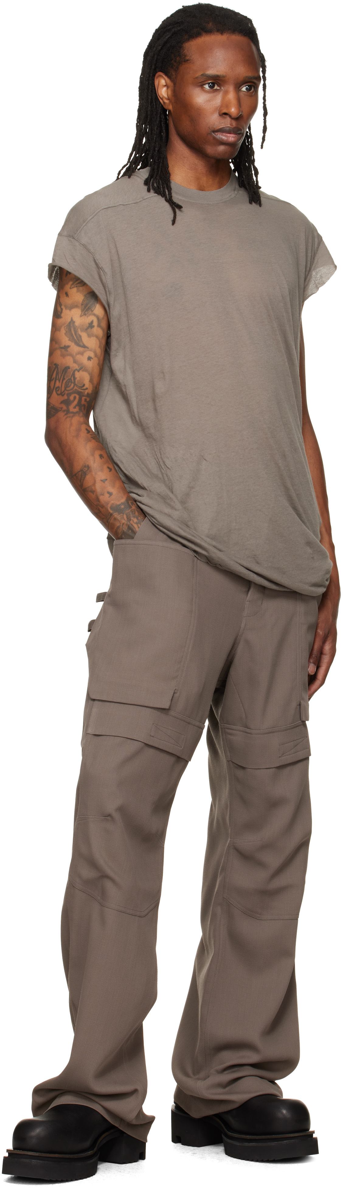 Rick Owens: グレー Tower Rick S Jumbo S/S Tシャツ | SSENSE 日本