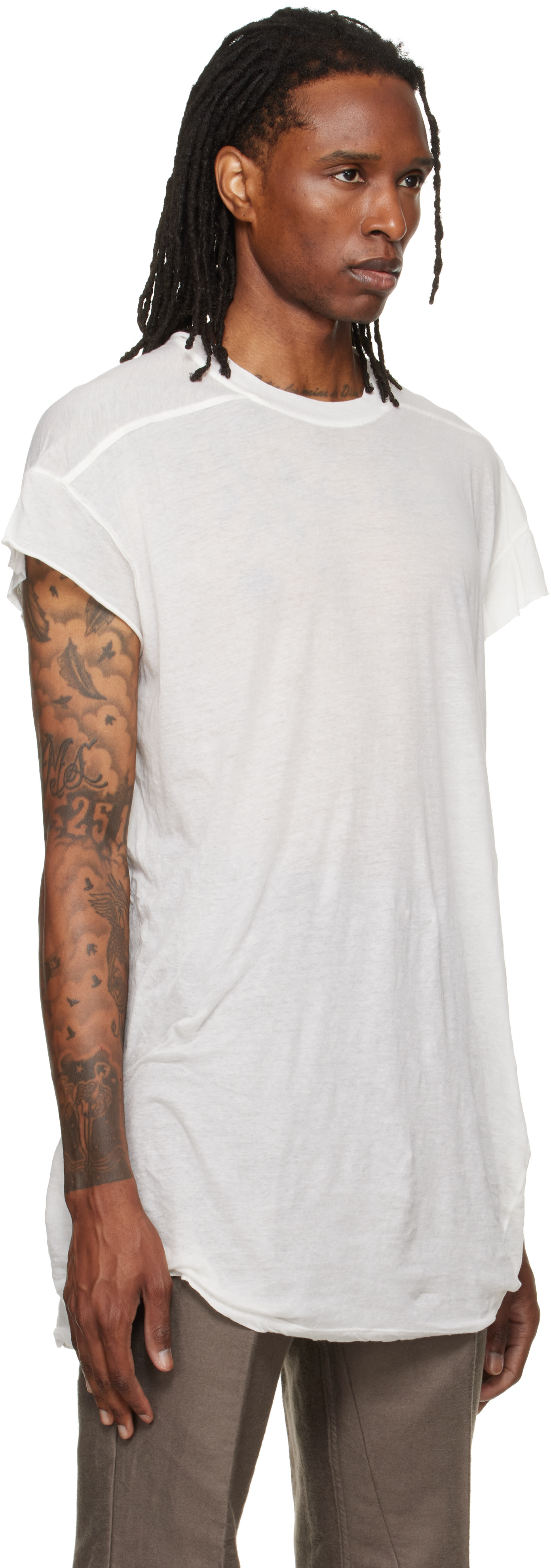 Rick Owens: オフホワイト Tower Rick S Jumbo S/S Tシャツ | SSENSE 日本