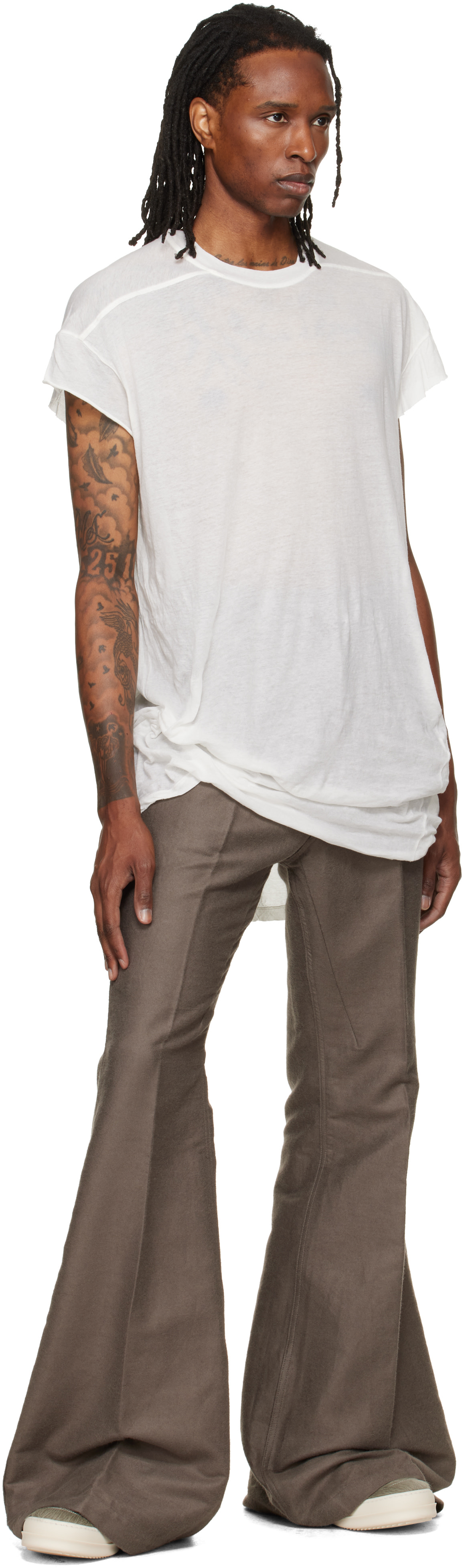 Rick Owens: オフホワイト Tower Rick S Jumbo S/S Tシャツ | SSENSE 日本