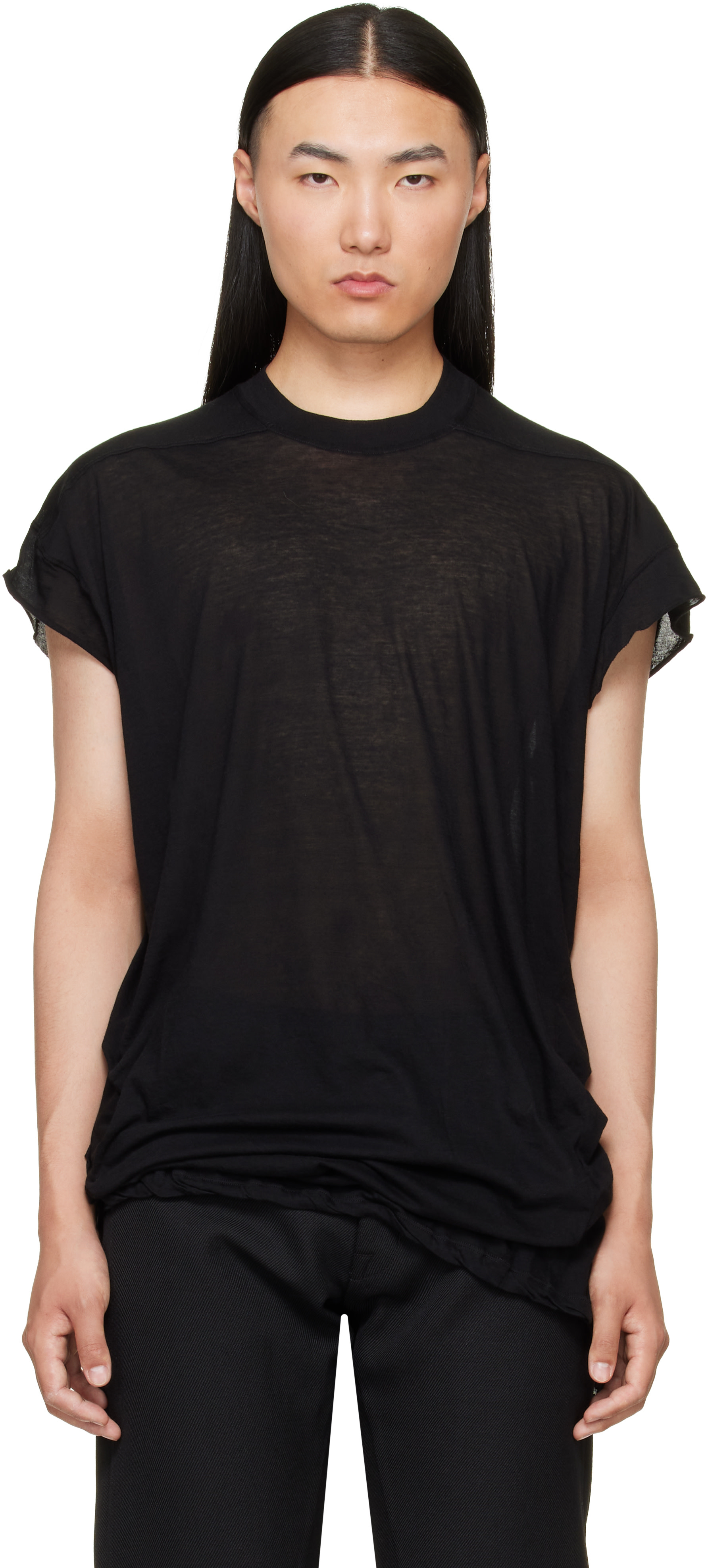 Rick Owens: ブラック Tower Rick S Jumbo S/S Tシャツ | SSENSE 日本