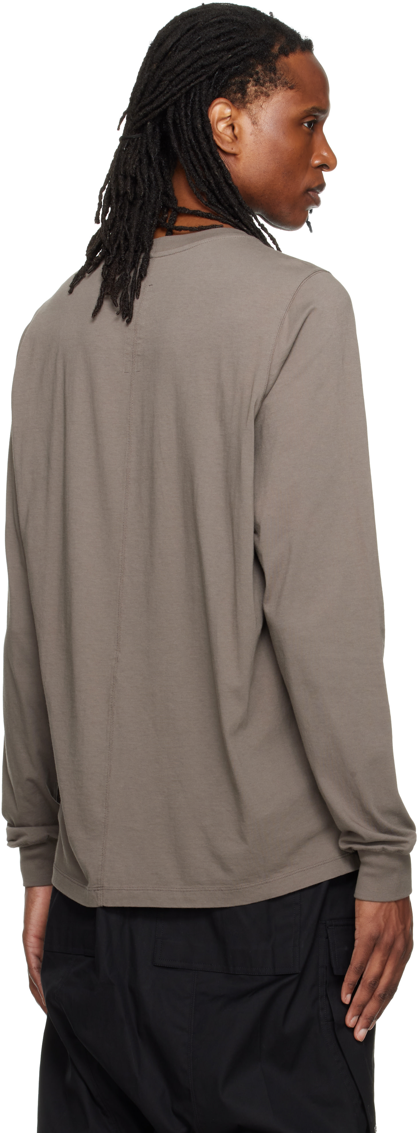 Rick Owens: Gray Tower Short Crewneck LS T-shirt | SSENSE