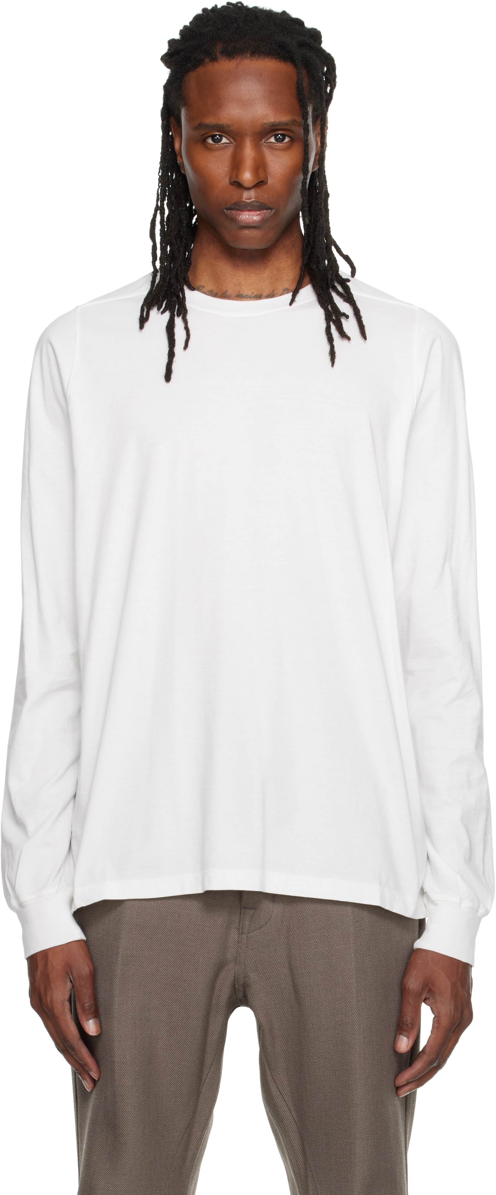 Rick Owens: Off-White Tower Short Crewneck LS T-shirt | SSENSE