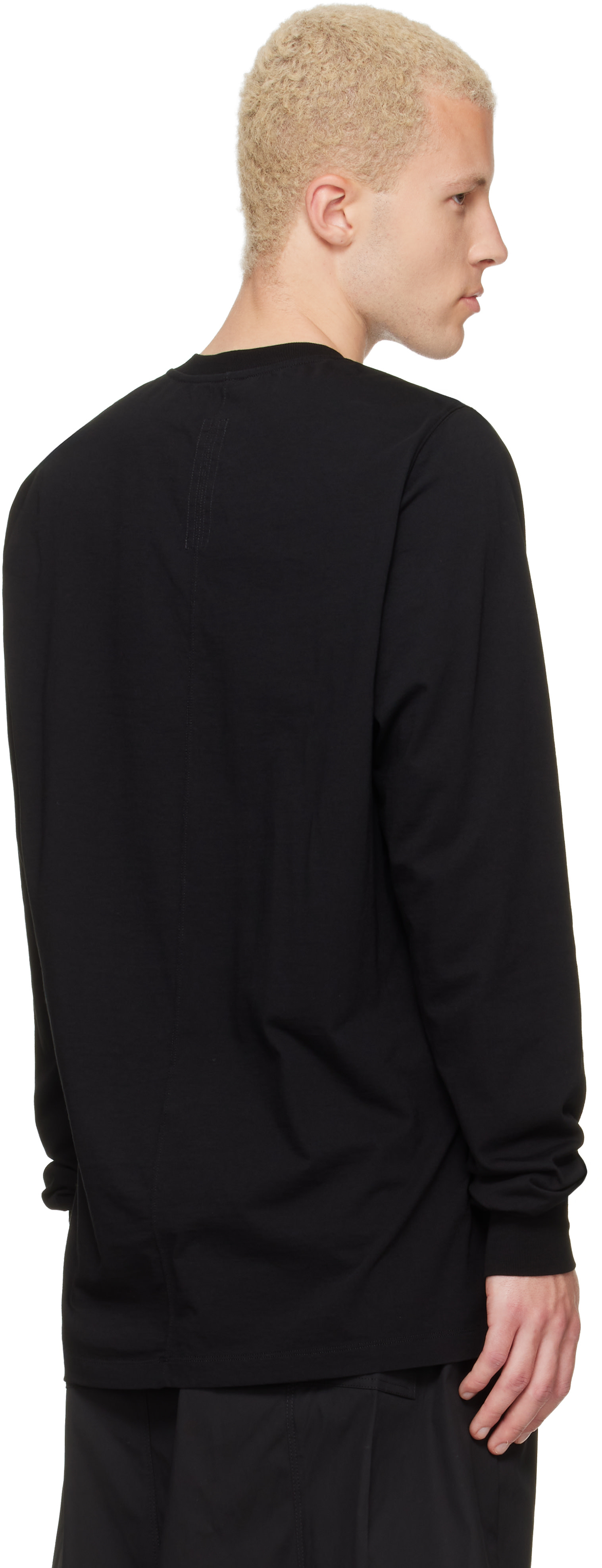 Rick Owens: Black Tower Short Crewneck LS T-shirt | SSENSE Canada