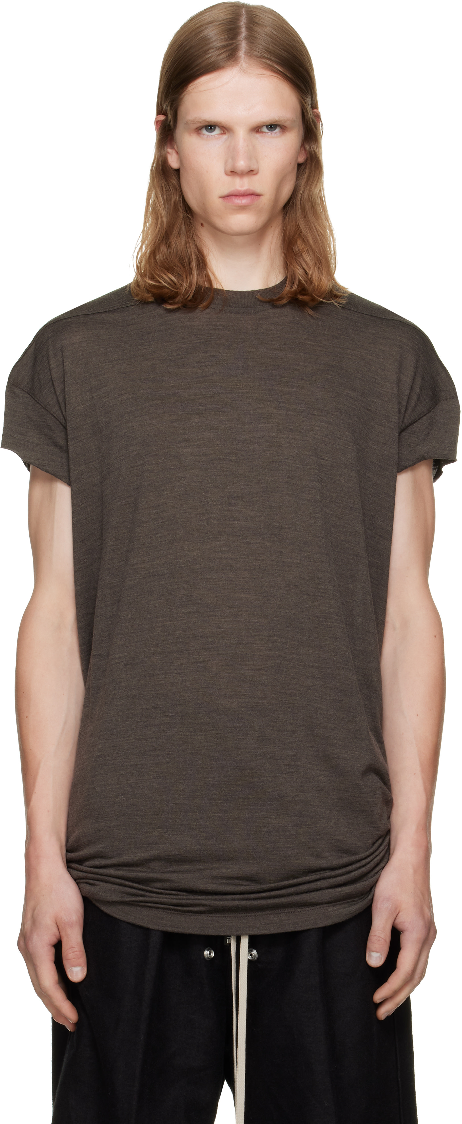 Rick Owens: Brown Tower 'Rick' S Jumbo S/S T-shirt | SSENSE Mexico
