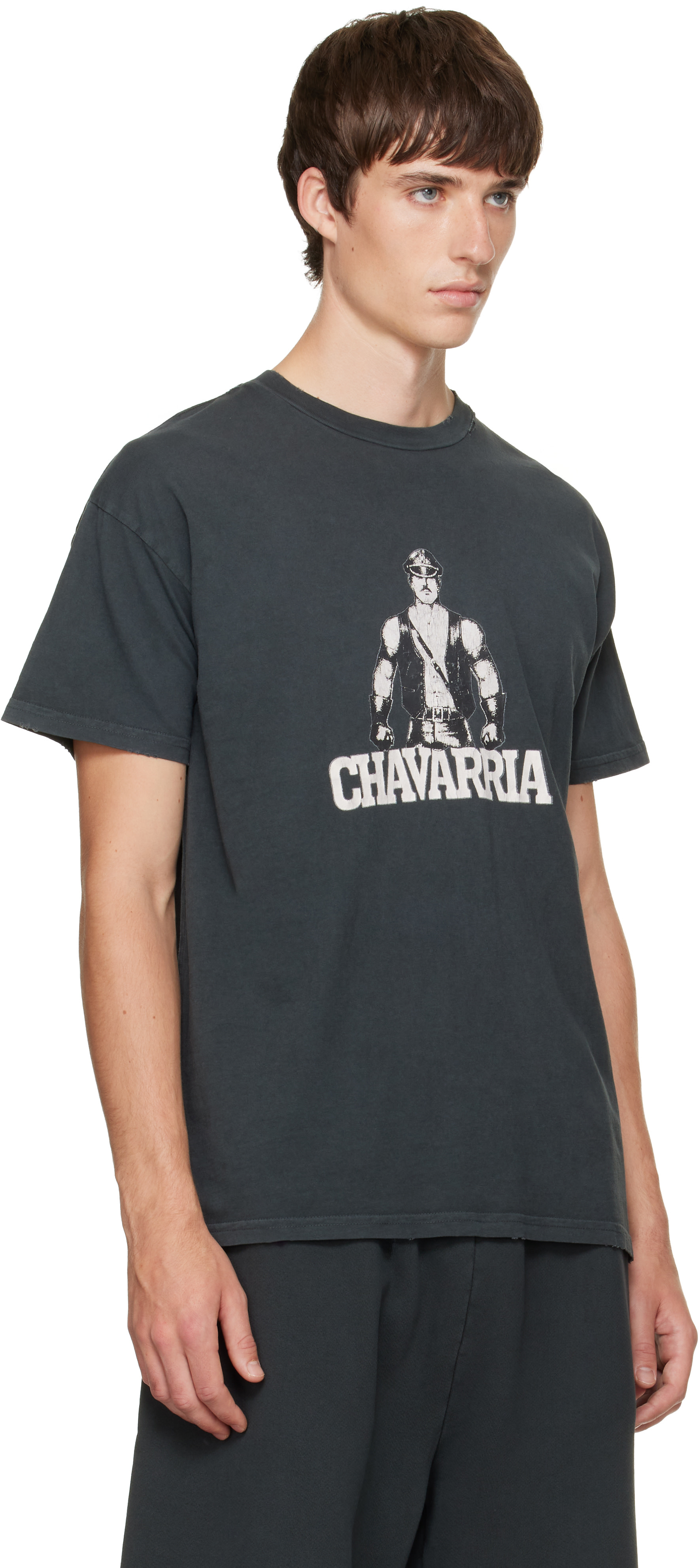 WILLY CHAVARRIA: Black 'Leather Daddy' Easy T-shirt | SSENSE