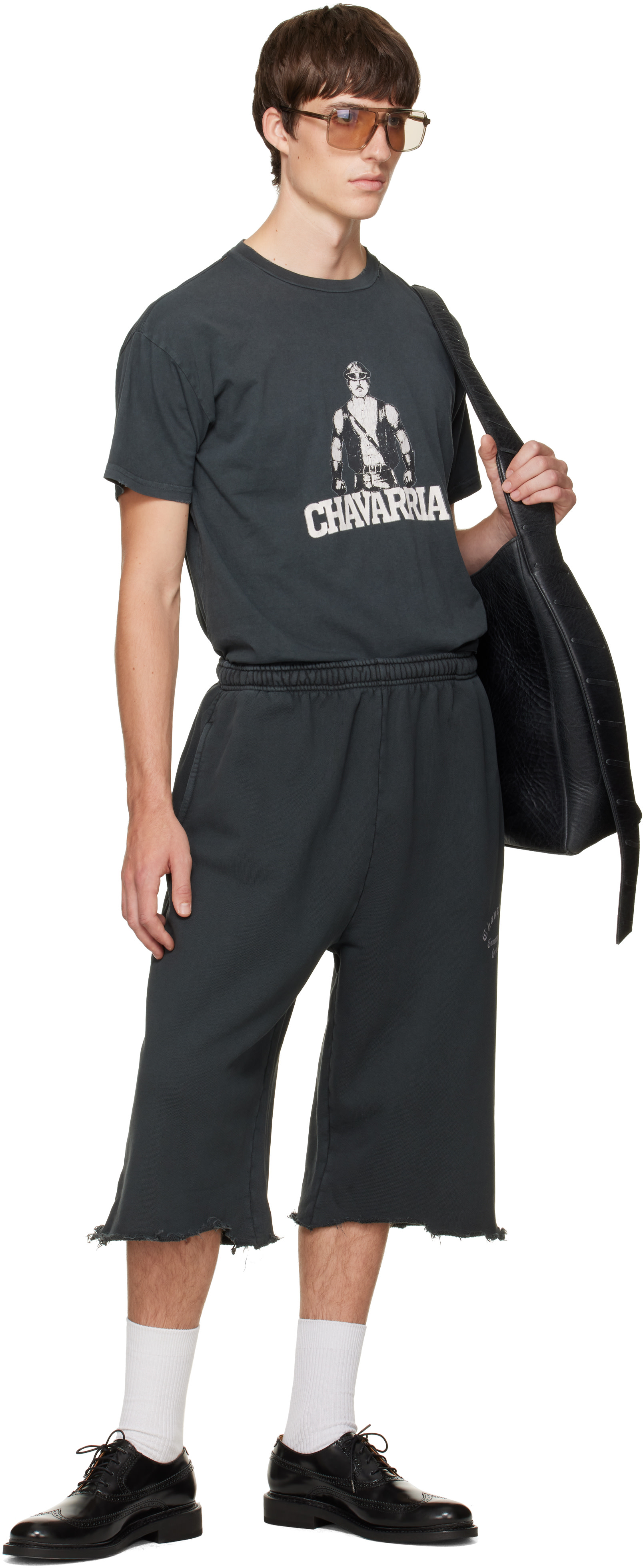 WILLY CHAVARRIA: Black 'Leather Daddy' Easy T-shirt | SSENSE