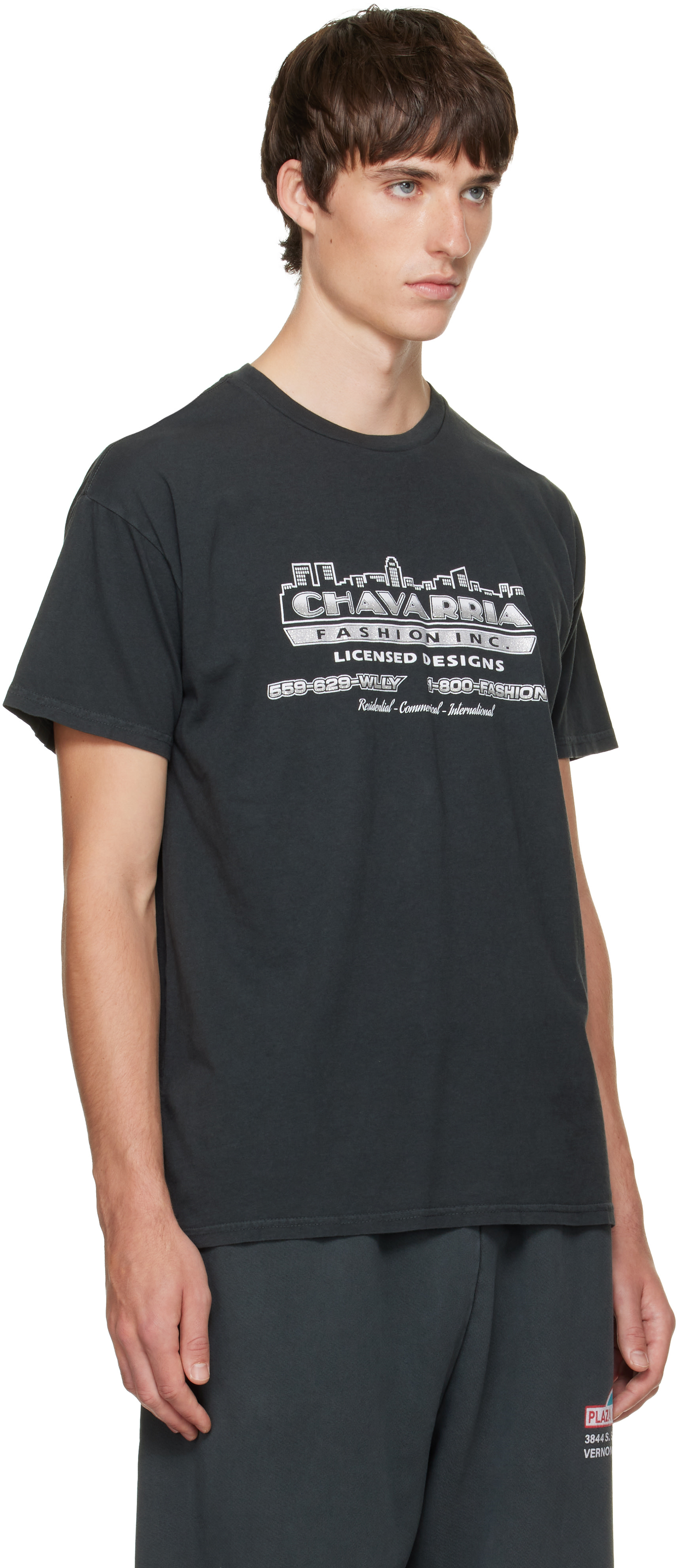 WILLY CHAVARRIA ボーダー Tシャツ ブラック L WILLY CHAVARRIA: ブラック 'Chavarria Licensed Designs' Easy T