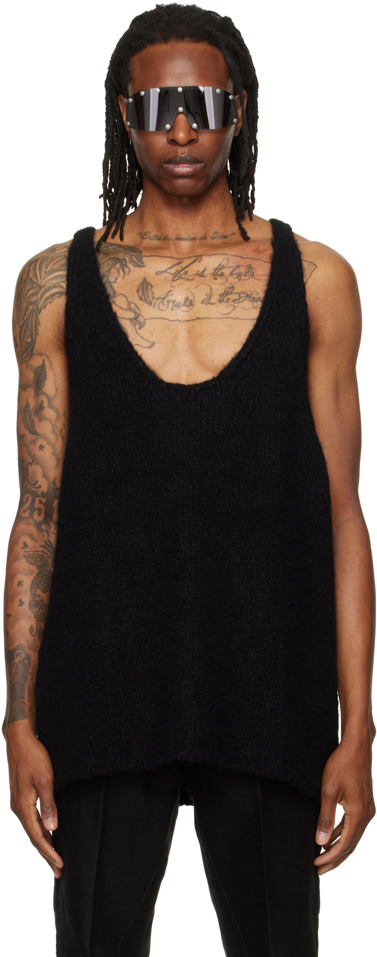 rick owens タンクトップ　XS Rick Owens: ブラック Tower Pony タンクトップ | SSENSE 日本