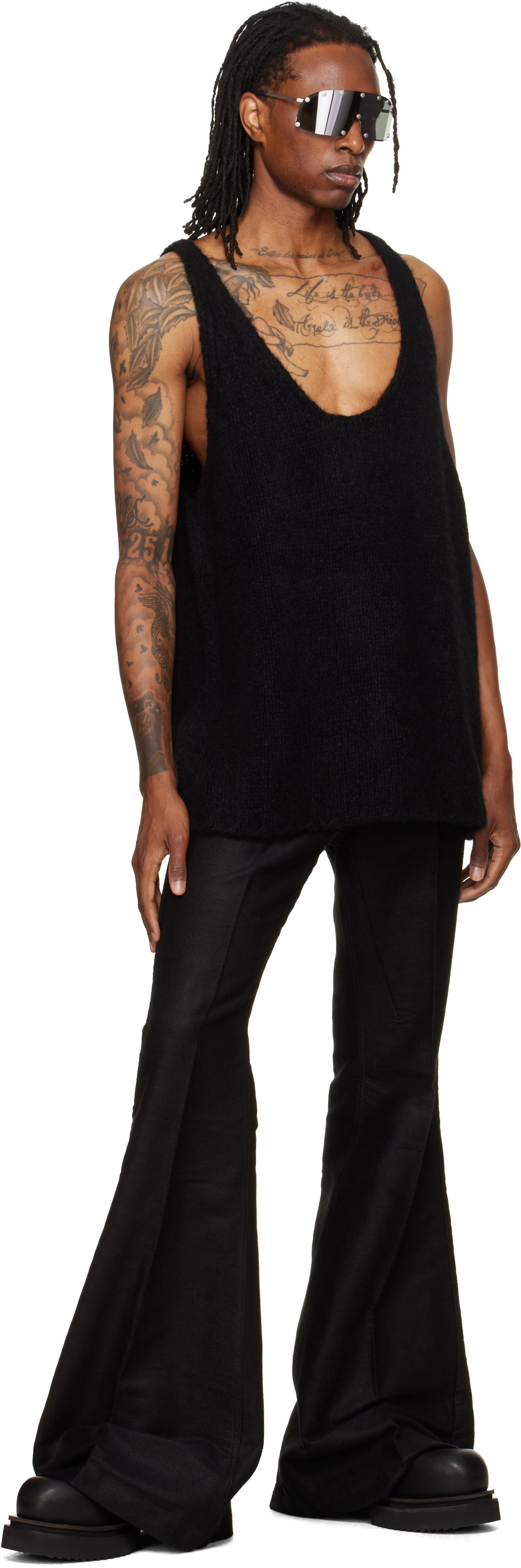Rick Owens タンクトップ Rick Owens: ブラック Tower Pony タンクトップ | SSENSE 日本