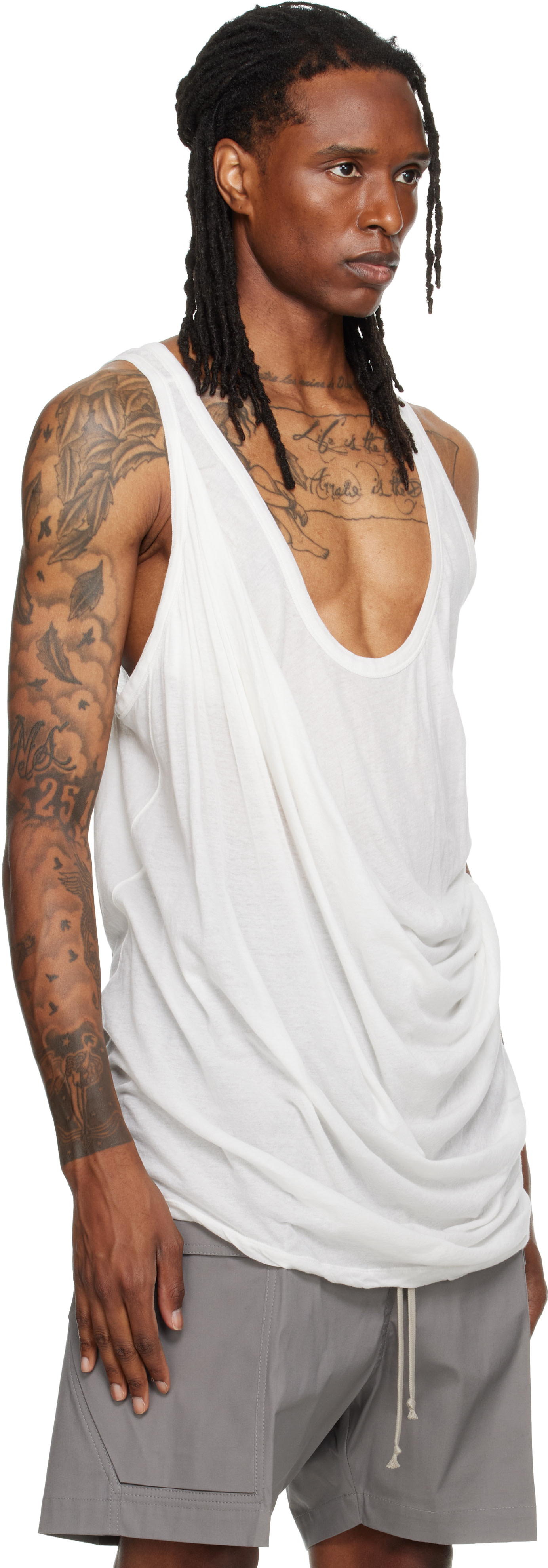 Rick Owens - Off-White Tower Draped Pony Tank Top