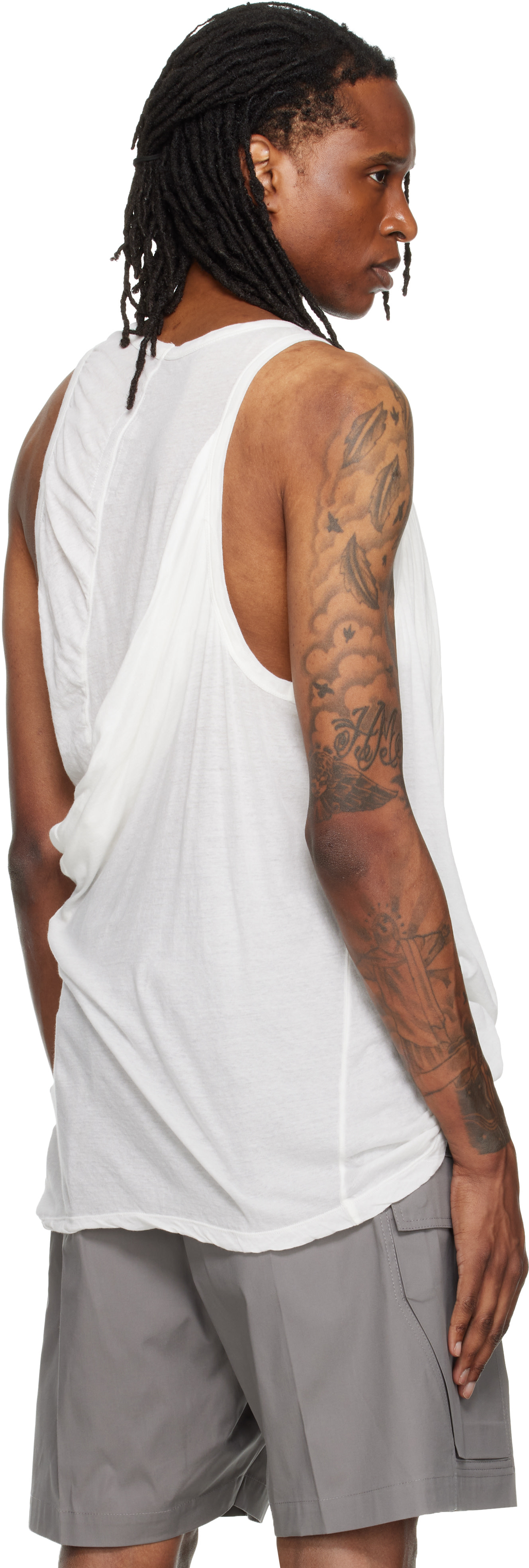 Rick Owens - Off-White Tower Draped Pony Tank Top
