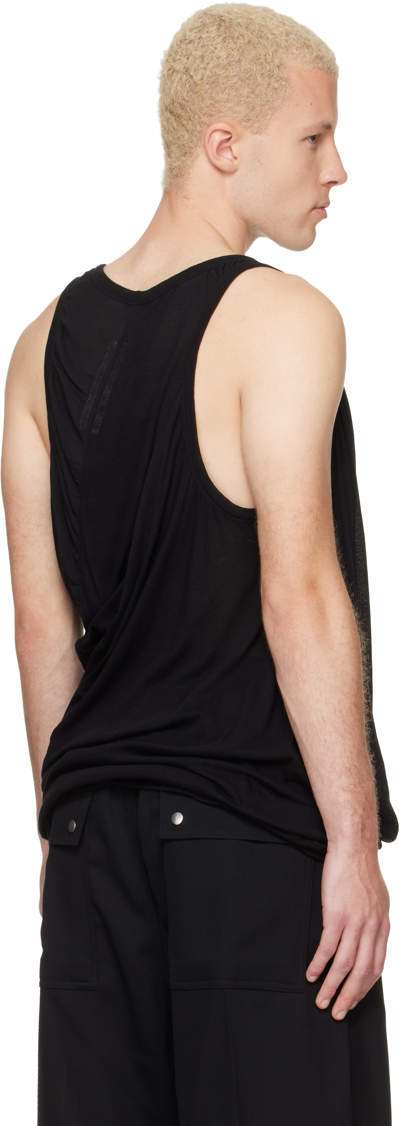 Rick Owens: Black Tower Draped Pony Tank Top | SSENSE
