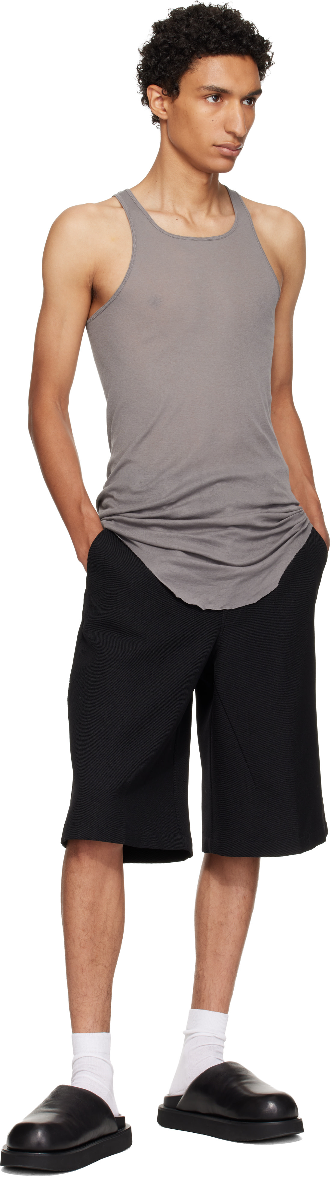 Rick Owens - Gray Tower Basic Rib Tank Top